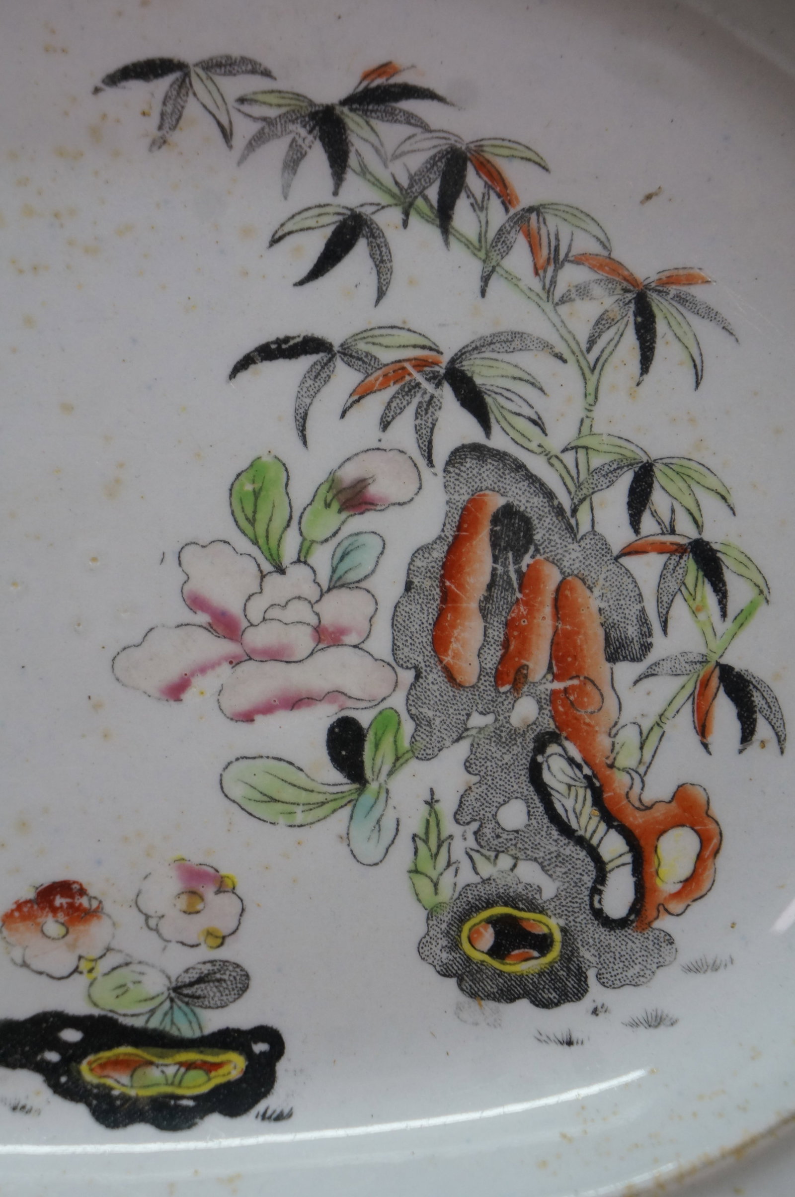 Antique 1825 Stephan Folch Bamboo & Basket Ironstone China Platters - Set of 4 - 7