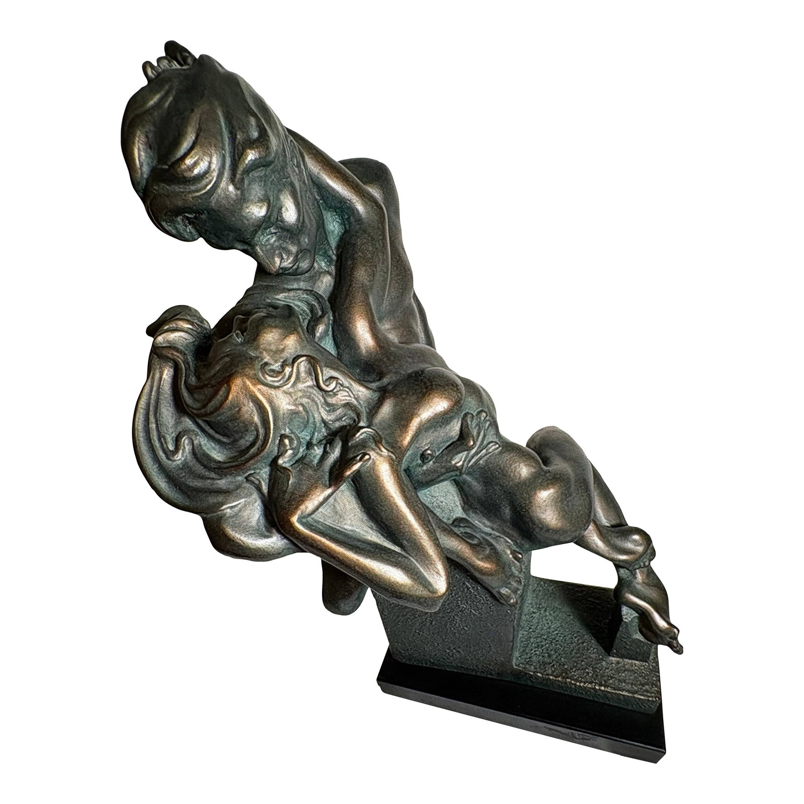 Vintage Austin Production Sculpture "The Study of Lovers, Lovers Embrace": This is a vintage sculpture by Alexander Daniel, produced at Austin Productions in the Art Deco period in 1940. It is called "The Study of Lovers, Lovers Embrace". These figures are just a kiss away,