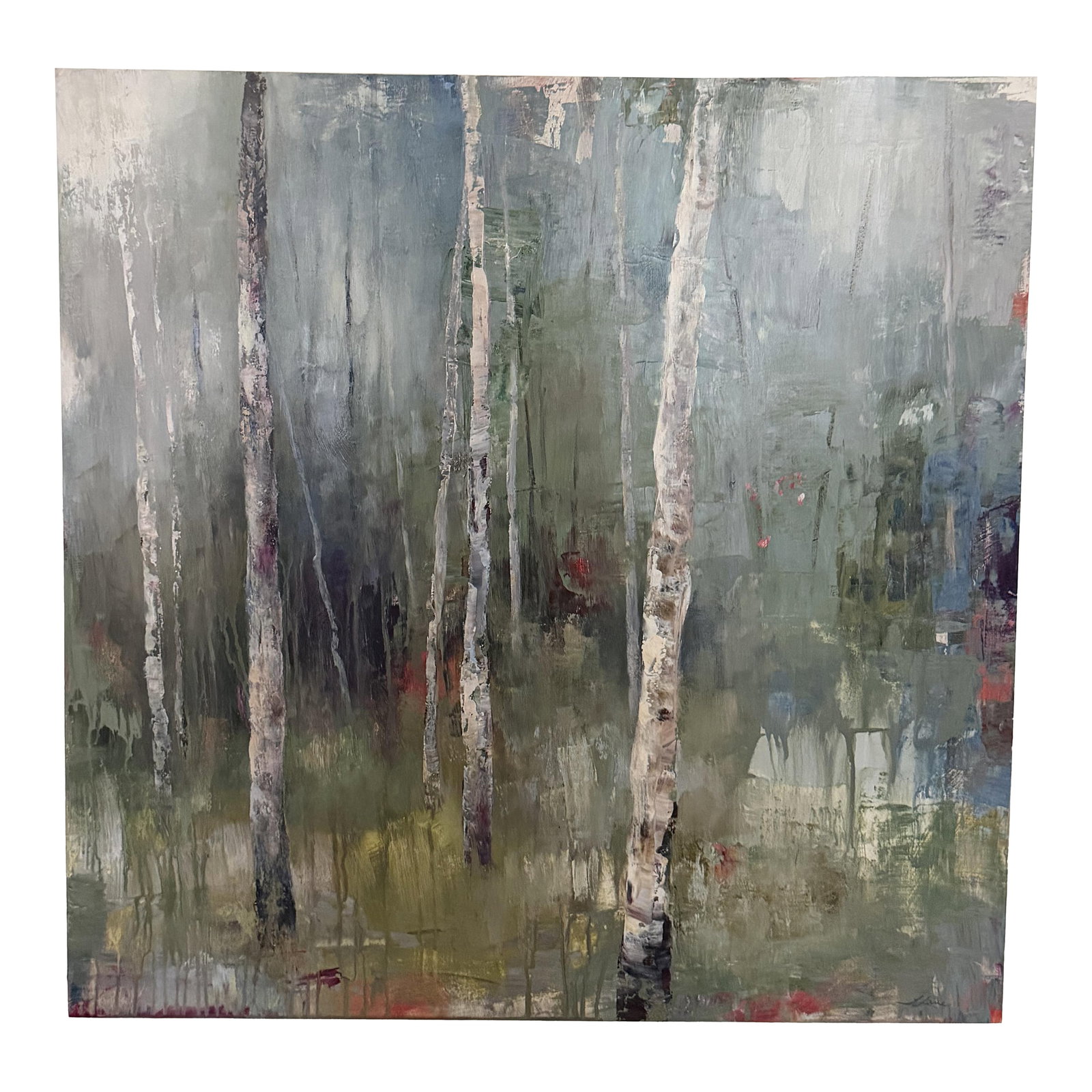 Tracey Lane "Shimmer Iii" Original Birch Tree Landscape - Large 30" Acrylic on Panel (1 of 3)