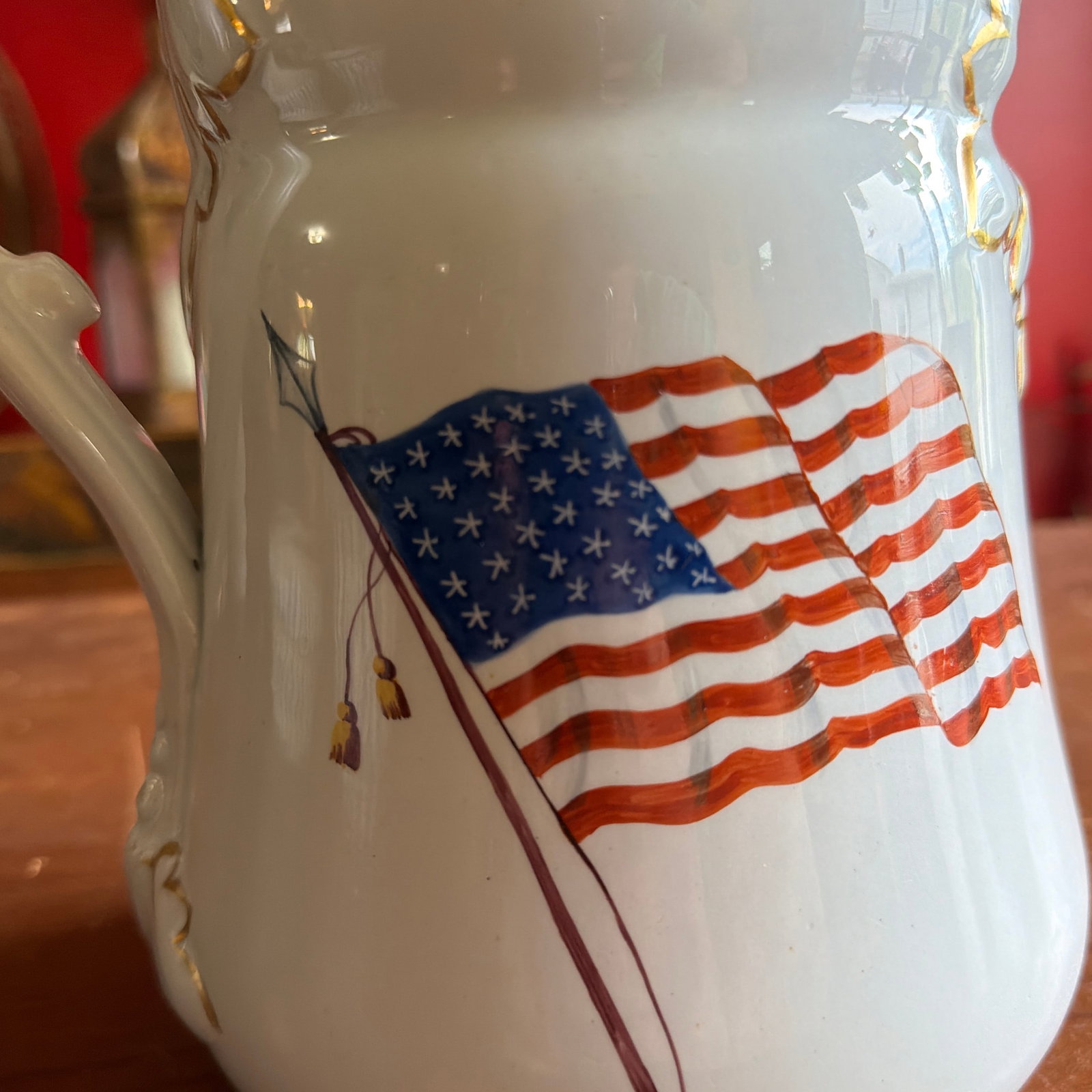 Rare Antique White Ironstone Pitcher With 36-Star American Flag, John Maddock & Son, Circa 1864 - 4