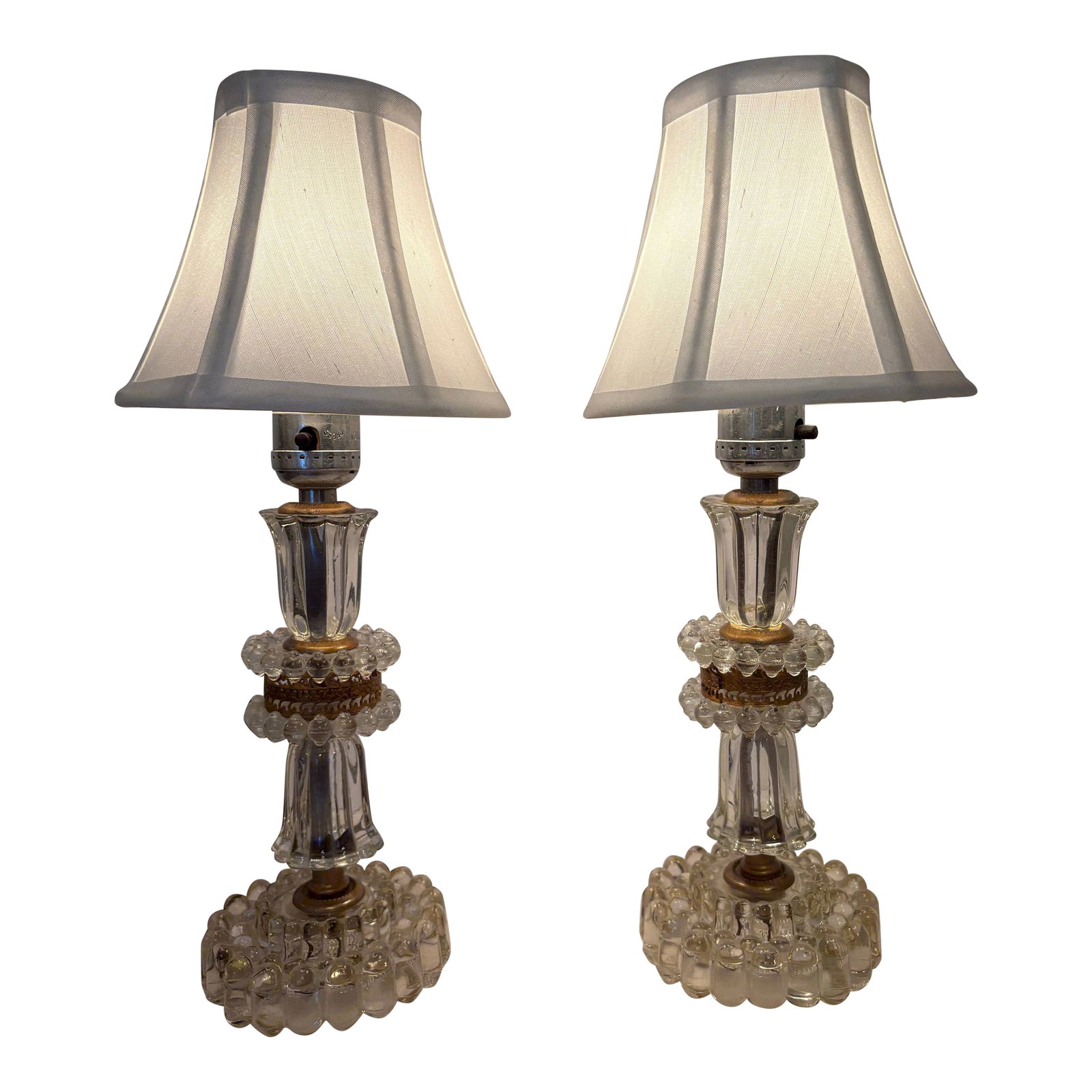 Vintage 1930's Crystal Round Boudoir Lamps - a Pair (1 of 9)
