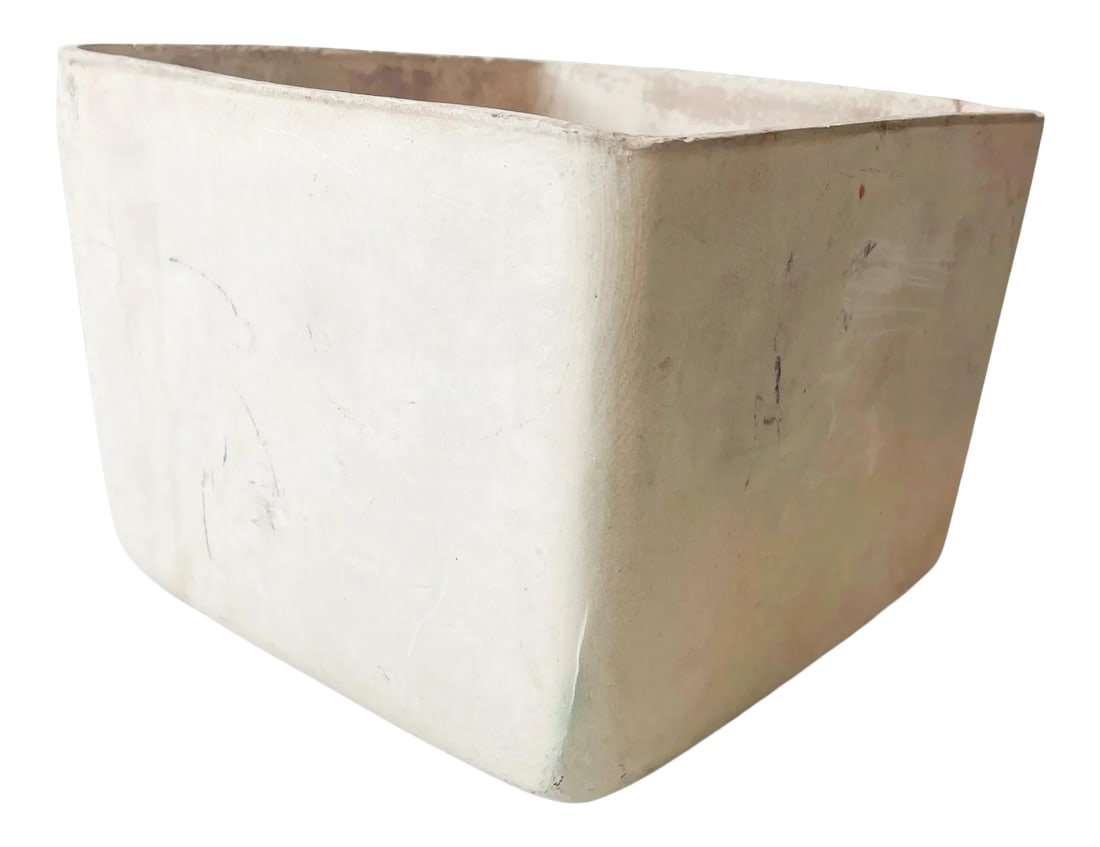 1960s Architectural Pottery Square Bisque Planter Style John Follis: AMBIANIC presents midcentury Cream Bisque Pottery Planter attributed to John Follis designs Architectural Pottery Stamped underneath with makers logo ADAM Ceramics USA. 7.25 x 7.25 x 5.5 Tall inches U