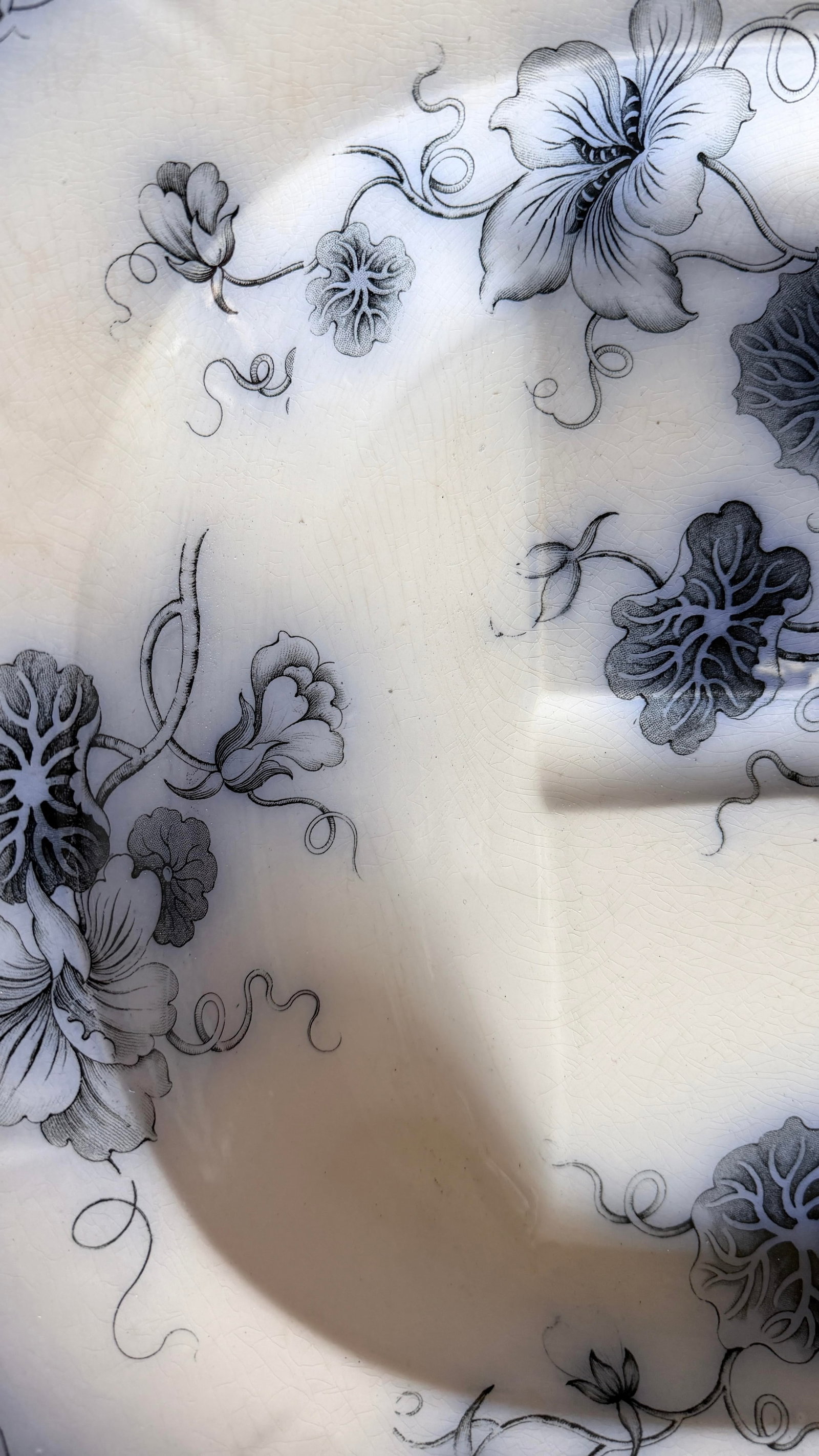 Antique Staffordshire Aesthetic Period Flow Mulberry "Aliwal" Pattern Tree in the Well Meat Platter, - 10