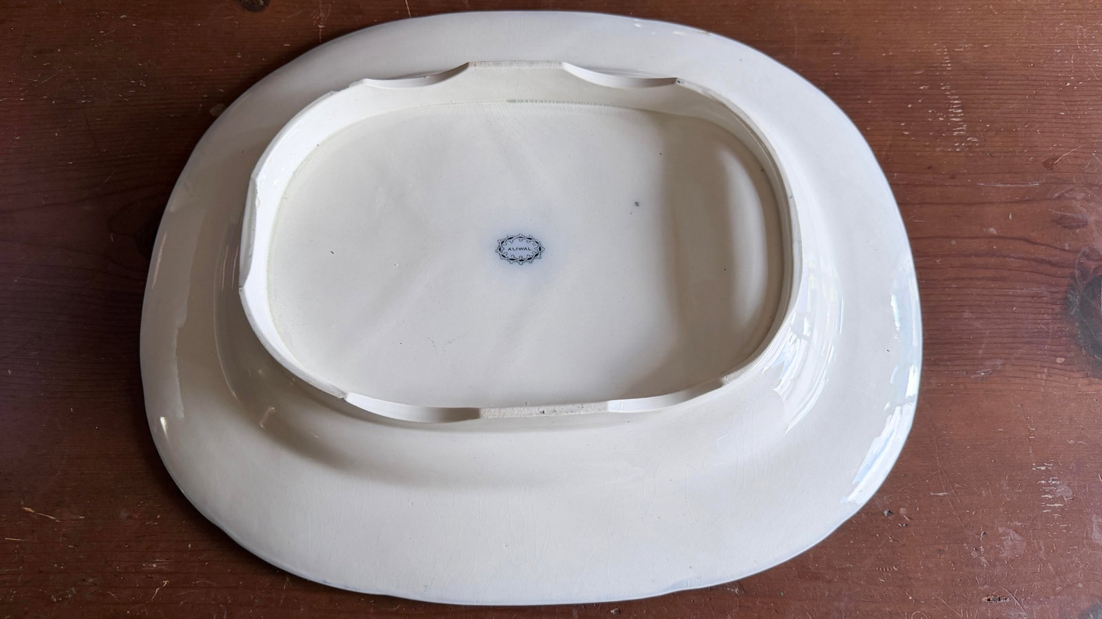 Antique Staffordshire Aesthetic Period Flow Mulberry "Aliwal" Pattern Tree in the Well Meat Platter, - 11
