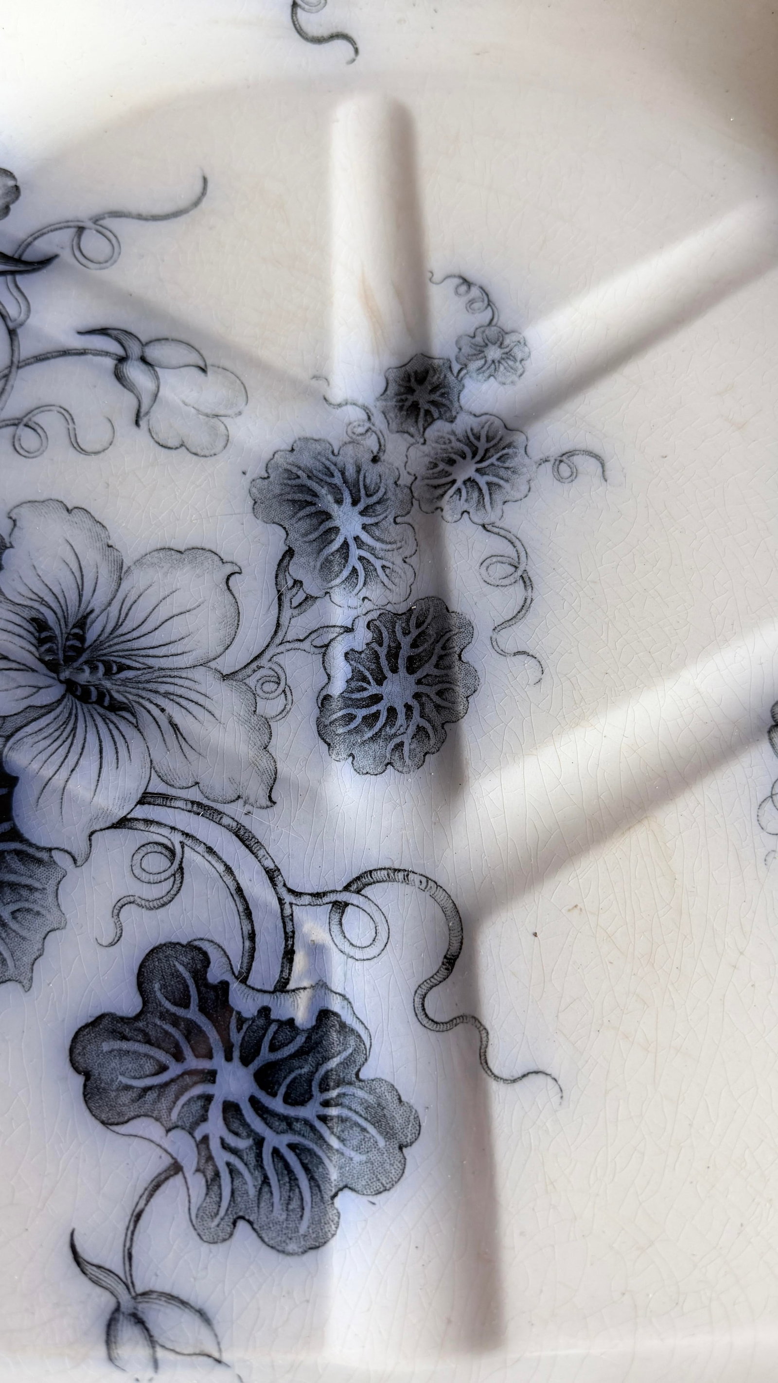 Antique Staffordshire Aesthetic Period Flow Mulberry "Aliwal" Pattern Tree in the Well Meat Platter, - 8