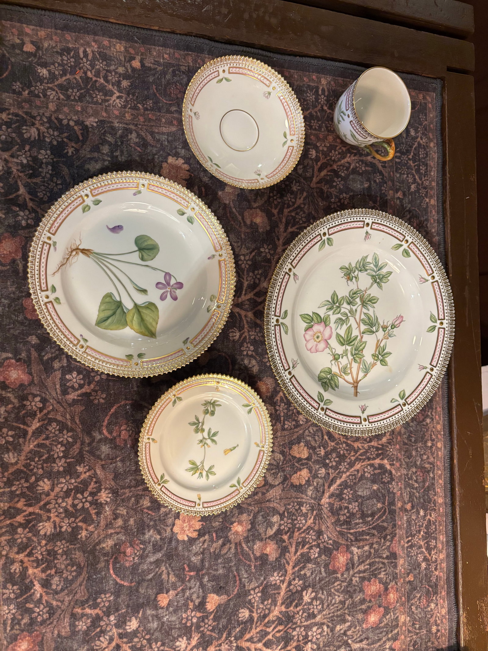 Rare Vintage Royal Copenhagen Flora Danica Porcelain Place Setting – Hand-Painted Botanical - 7
