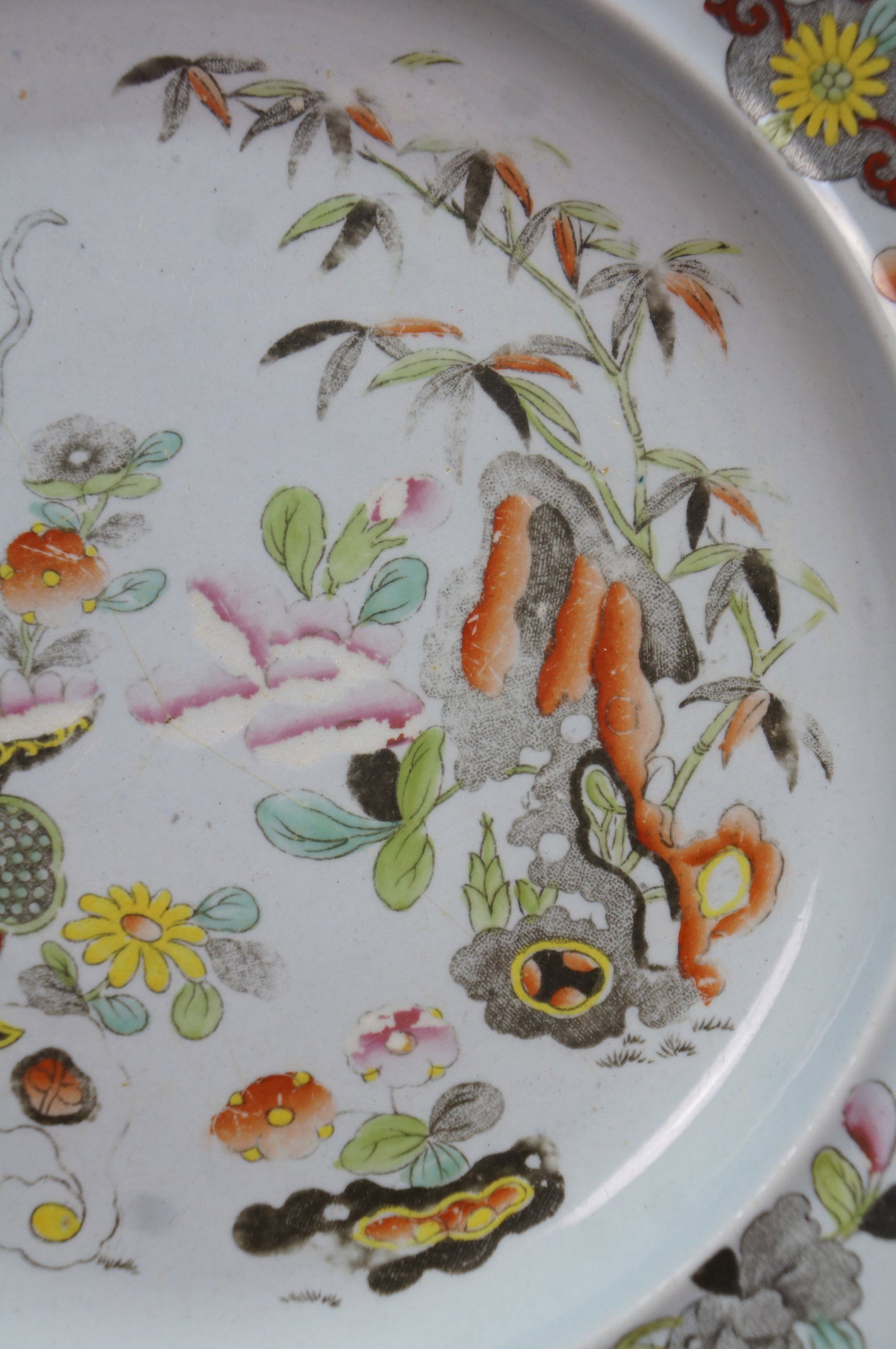 Antique Stephan Folch Ironstone Imari Bamboo & Basket China Dinner Plates - Set of 16 - 4