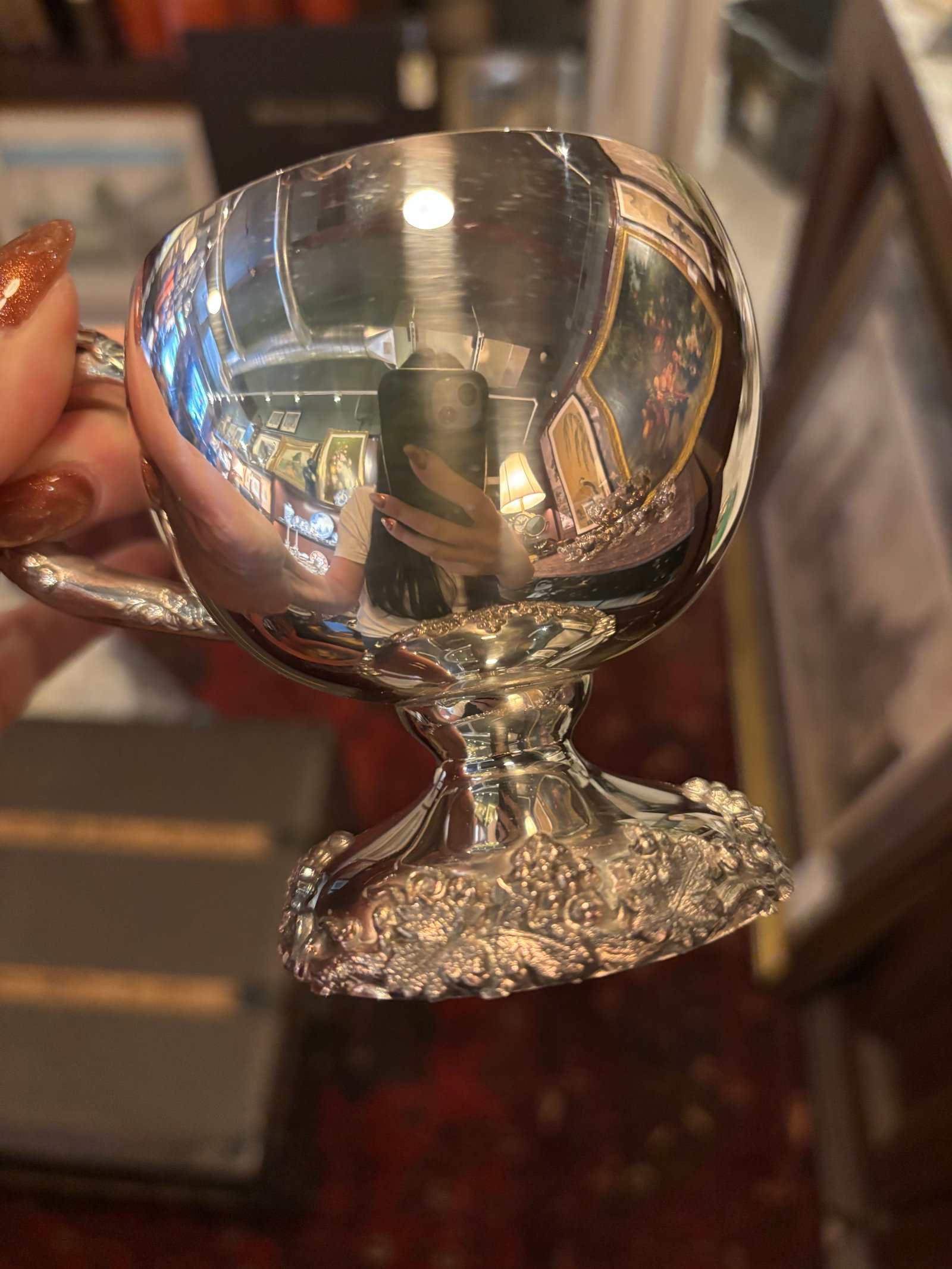 Vintage Webster Wilcox Silver Plate Punch Bowl Set, 16-Piece Grapevine Pattern, Large Bowl + 15 Cups - 7