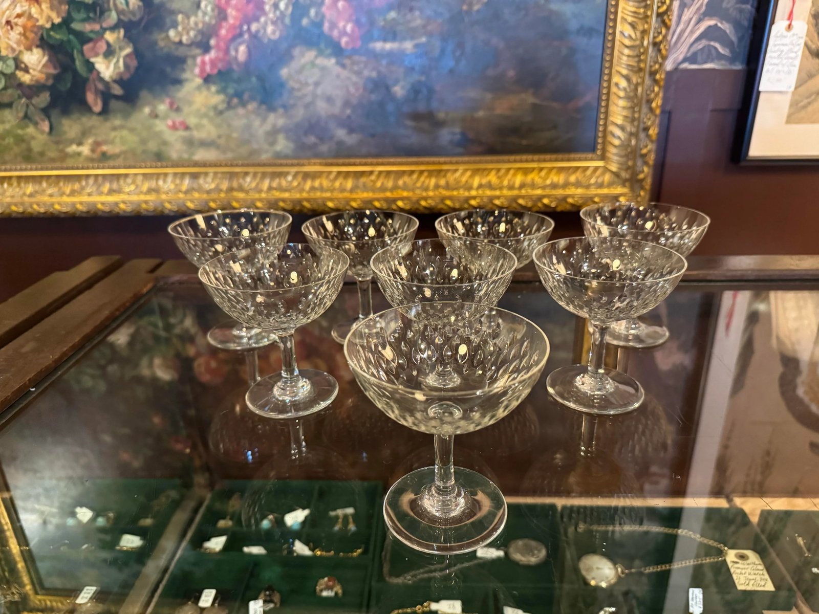 Antique Baccarat Crystal Sherbet / Coupe Glasses – Set of 8, Cut Crystal Dessert Stems, 4" - 7