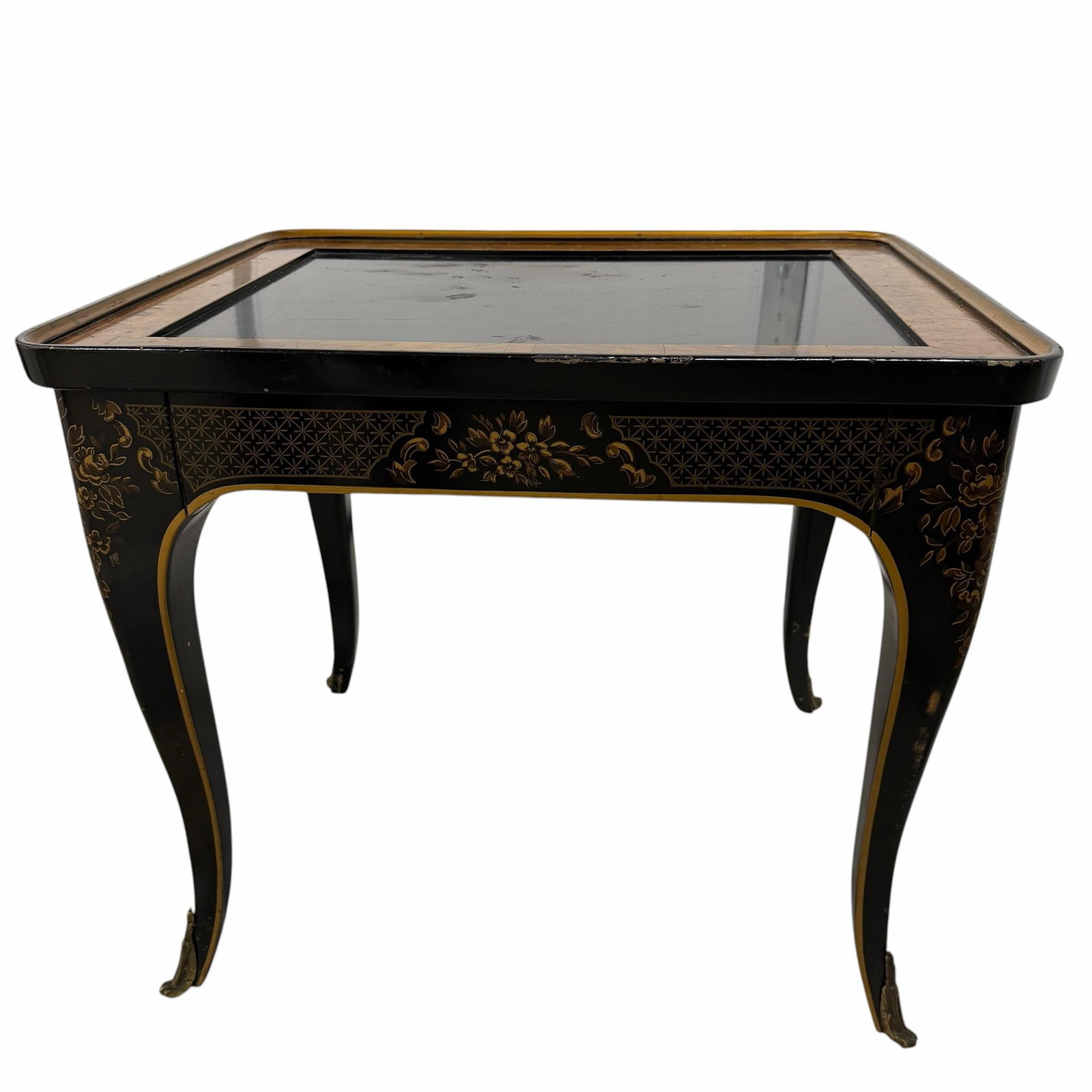 Drexel Et Cetera Chinoiserie Black Lacquer One Drawer Side Drink Table - 4
