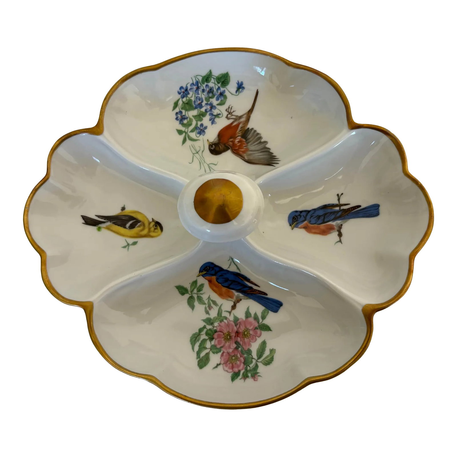 1940's Limoges, France Divided Porcelain Dish Trimeed in 24k Gold (1 of 7)