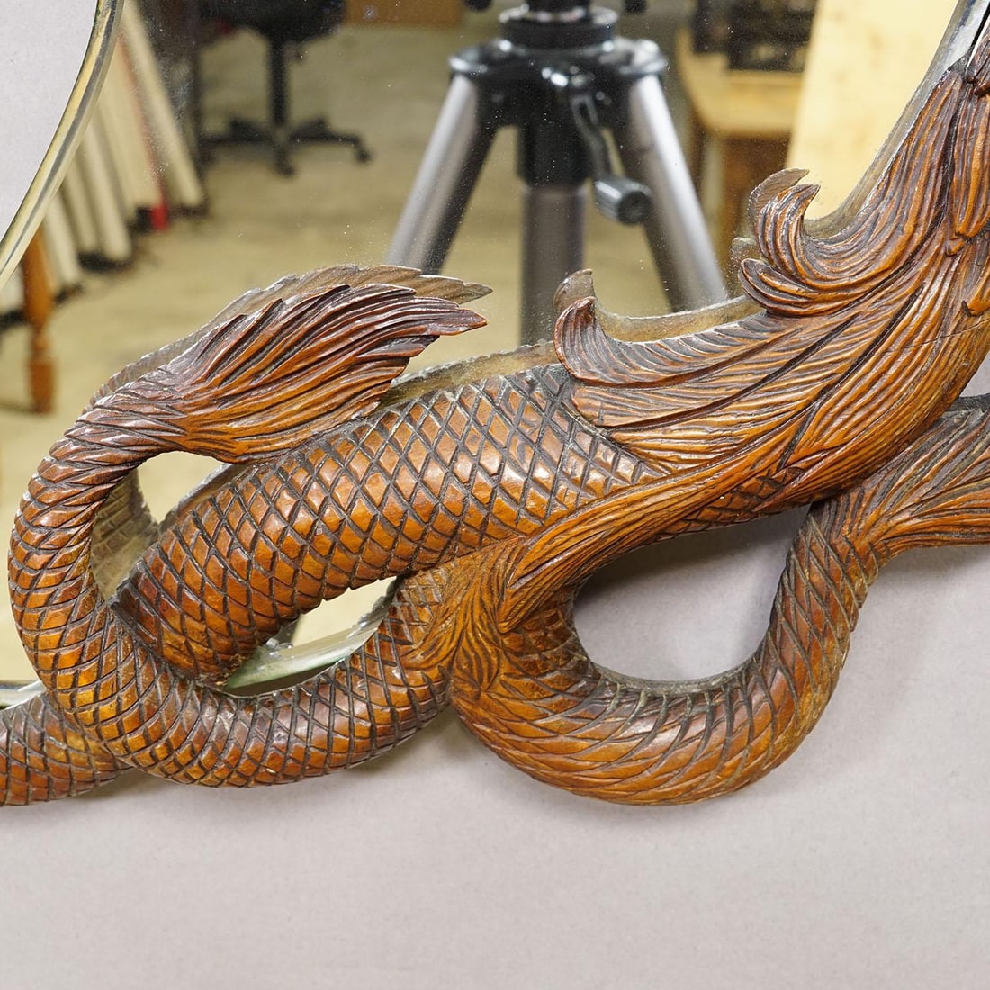 Victorian Mirror With Carved Dragon Attr. To Gabriel Viardot Ca. 1880 - 7