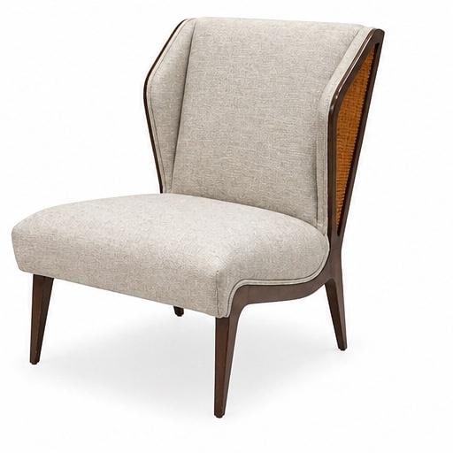 Walnut and Rattan Mid-Century Italian Lounge Chairs - Pair - 4