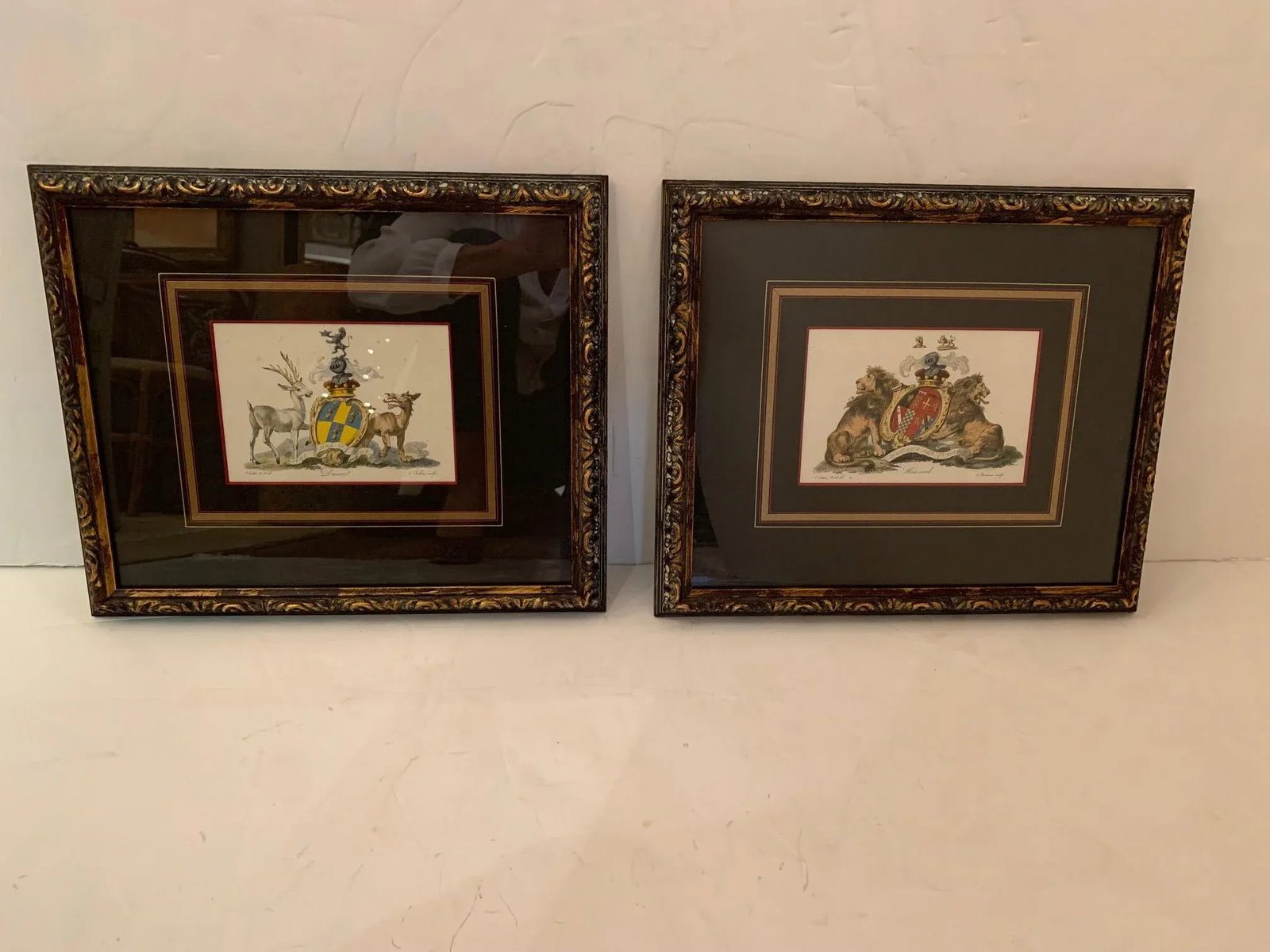Colored Etchings With Royal Shield Motife -A Pair - 10