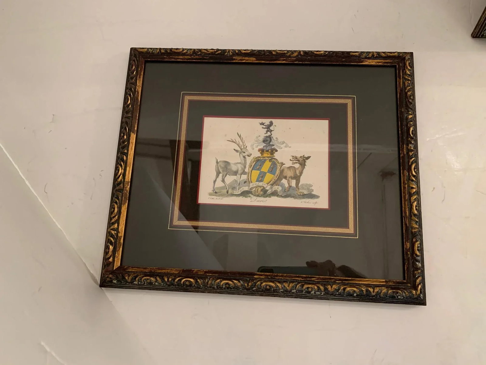 Colored Etchings With Royal Shield Motife -A Pair - 2