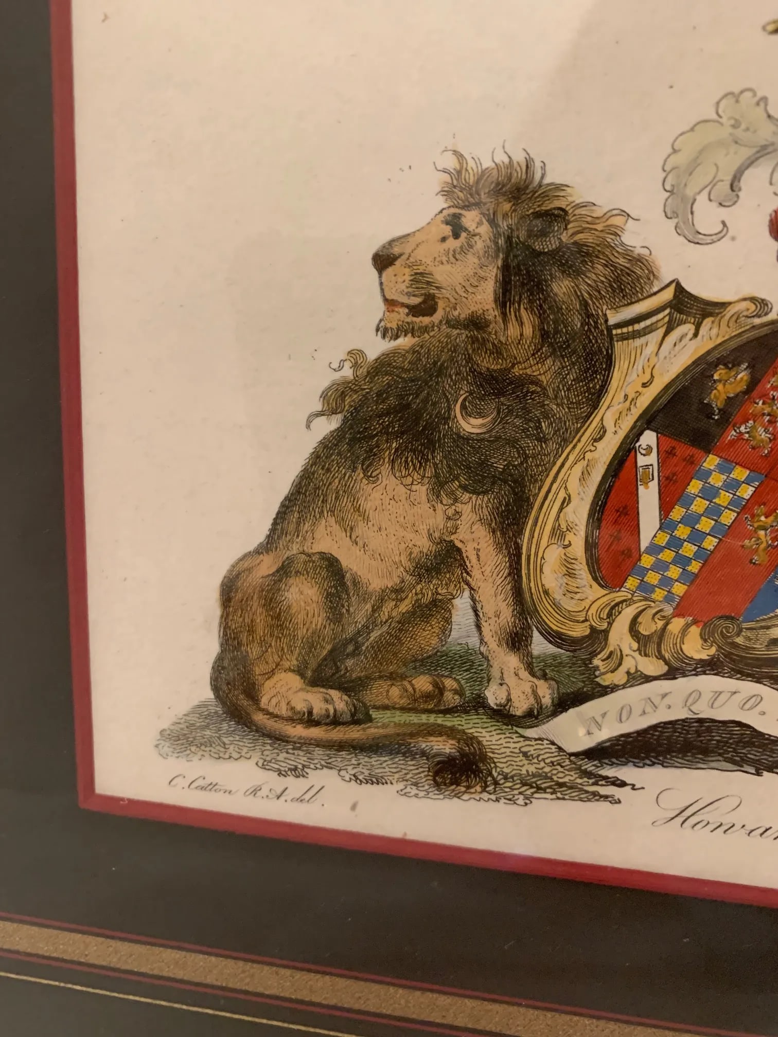 Colored Etchings With Royal Shield Motife -A Pair - 5