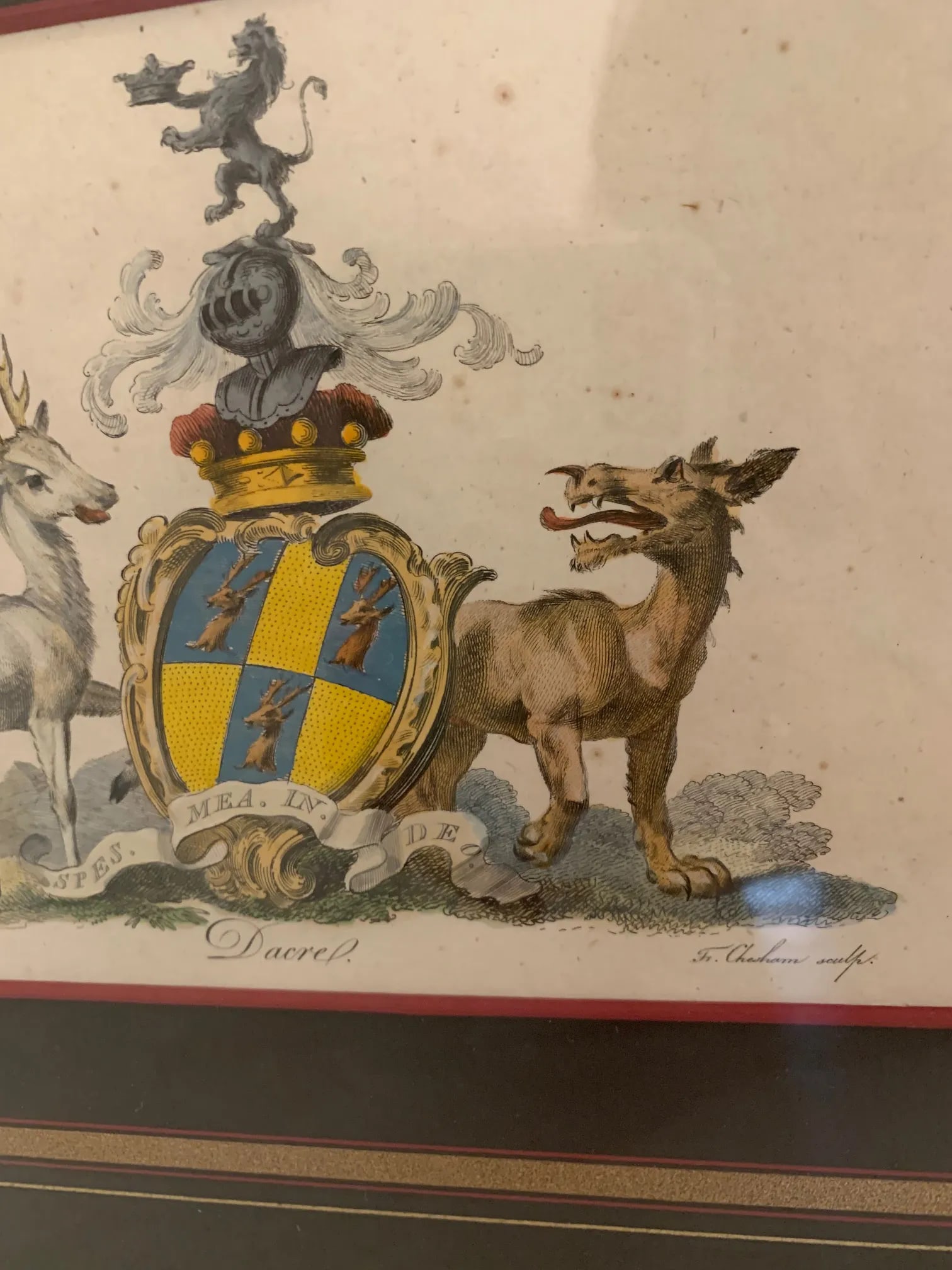 Colored Etchings With Royal Shield Motife -A Pair - 6