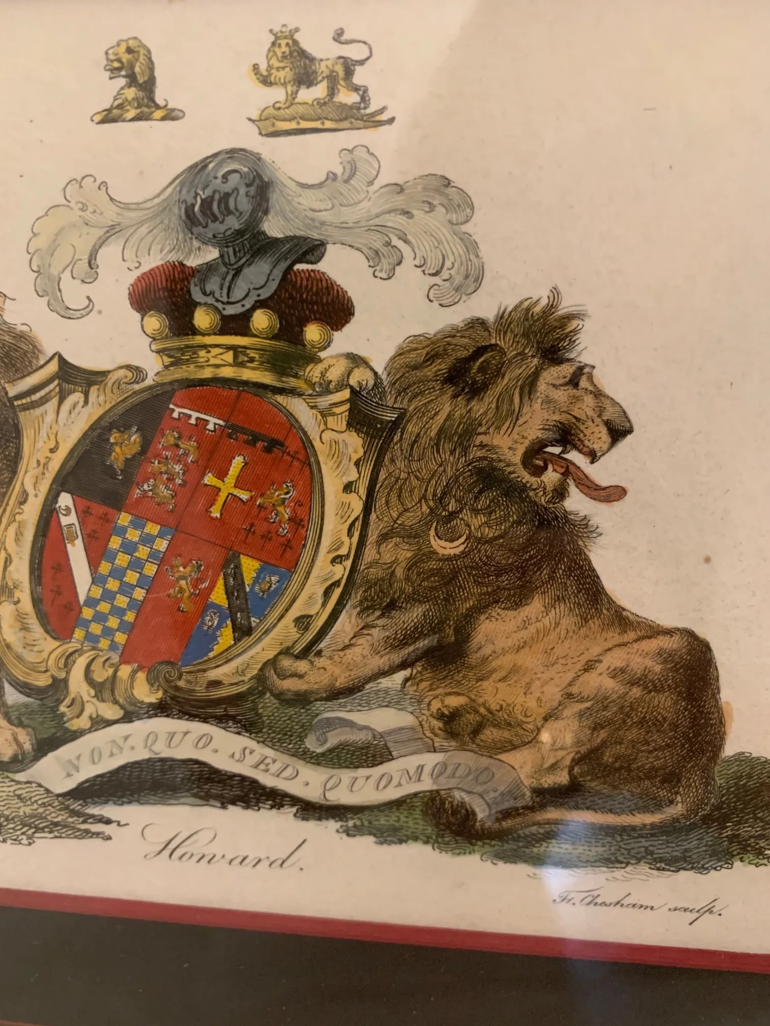 Colored Etchings With Royal Shield Motife -A Pair - 7