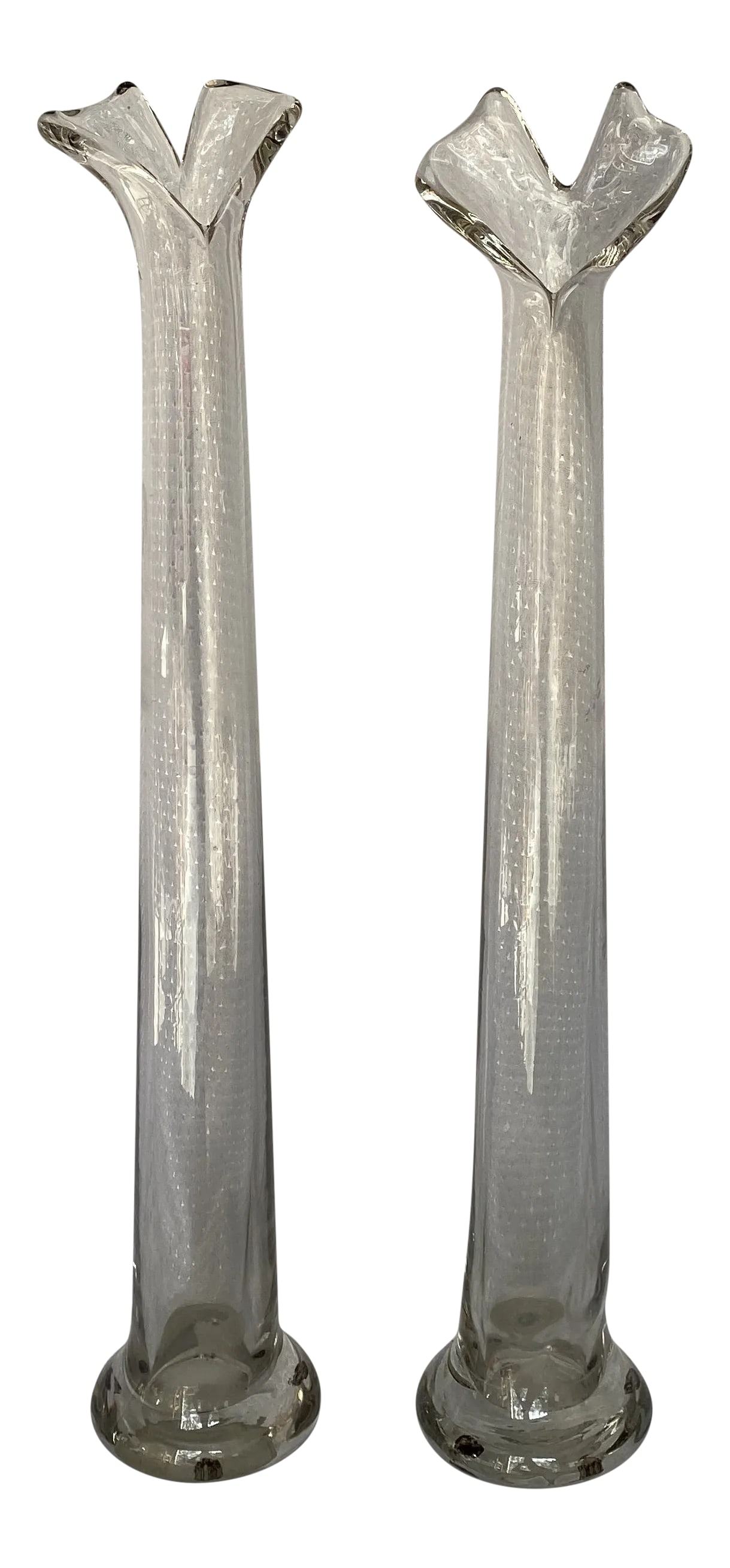 1960s Mid-Century Modern Biomorphic Glass Vases - a Pair: Stunning biomorphic glass vases! These are absolutely gorgeous with their classy, sleek design! Absolutely cannot go wrong adding these to any decor! Great find! Please check out my other listings!