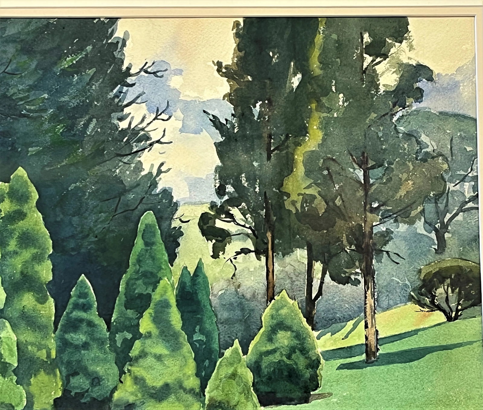 Original Signed Julius Delbos Watercolor Painting Titled 'Dwarf Alberta Spruce' C1943 - 4