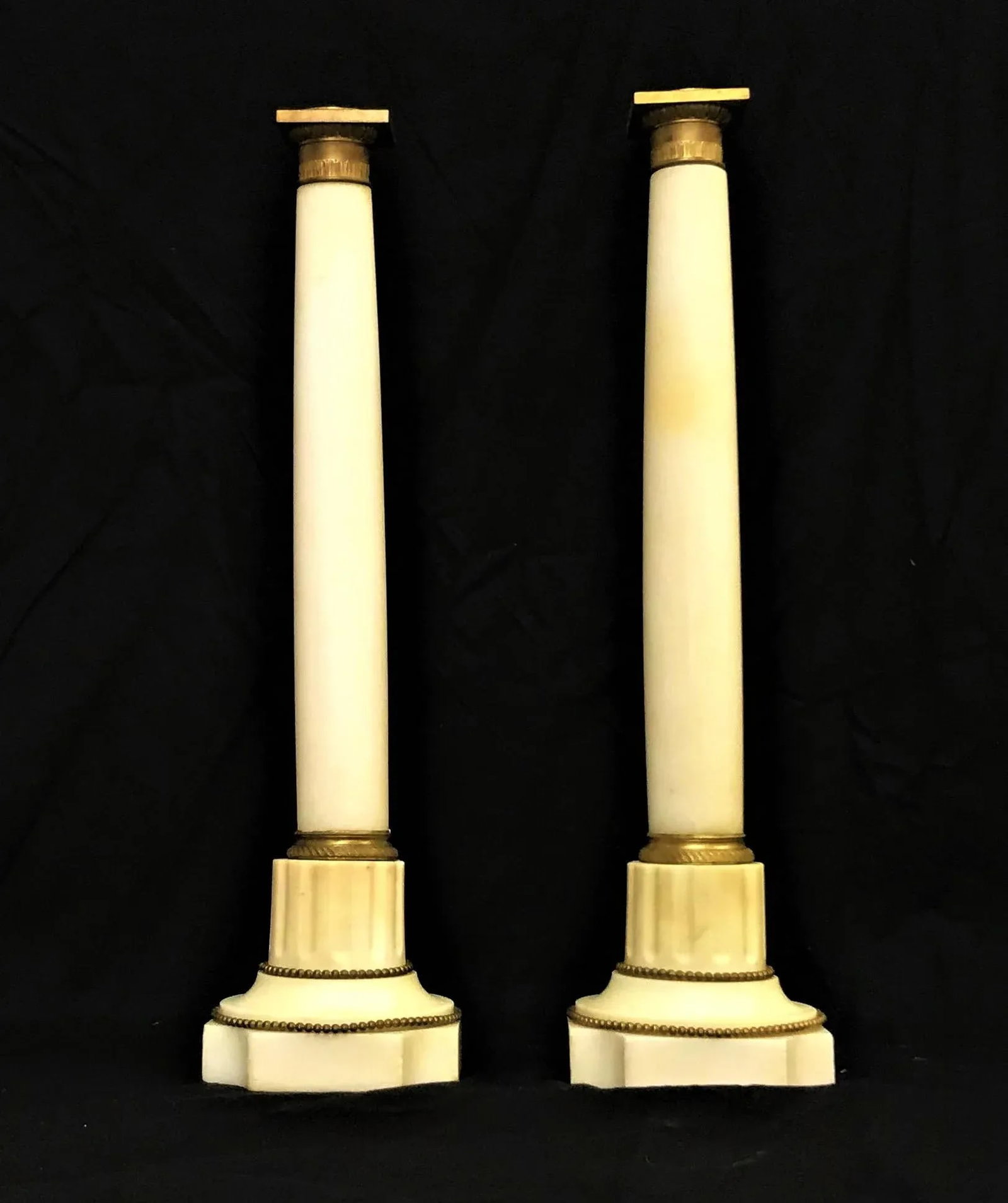 Vintage Italian Marble and Brass Column Candlesticks- a Pair - 11