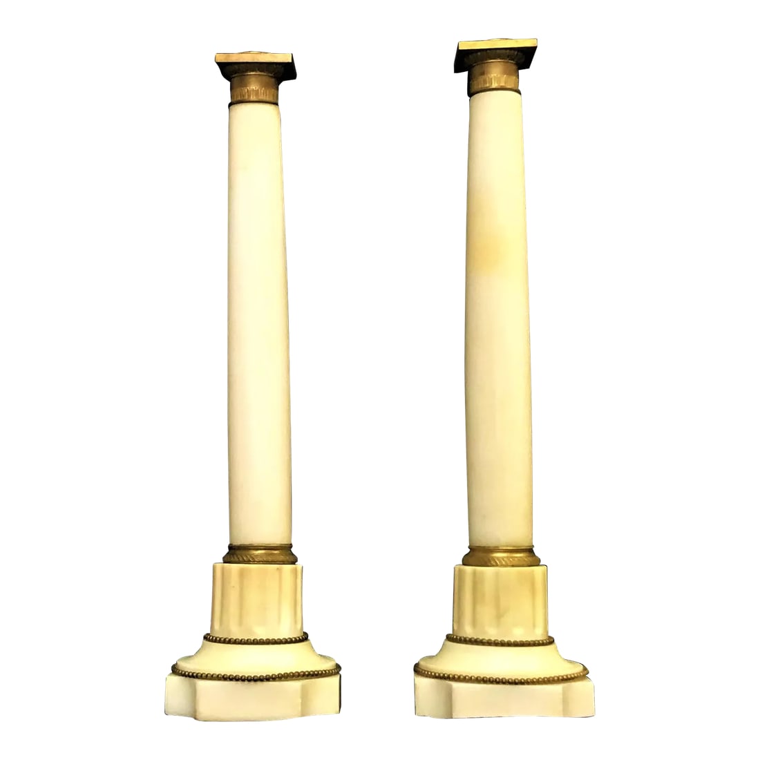 Vintage Italian Marble and Brass Column Candlesticks- a Pair (1 of 11)