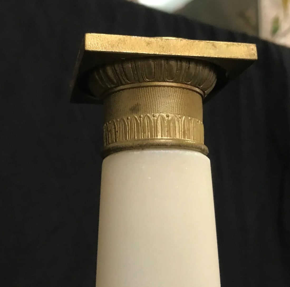 Vintage Italian Marble and Brass Column Candlesticks- a Pair - 3