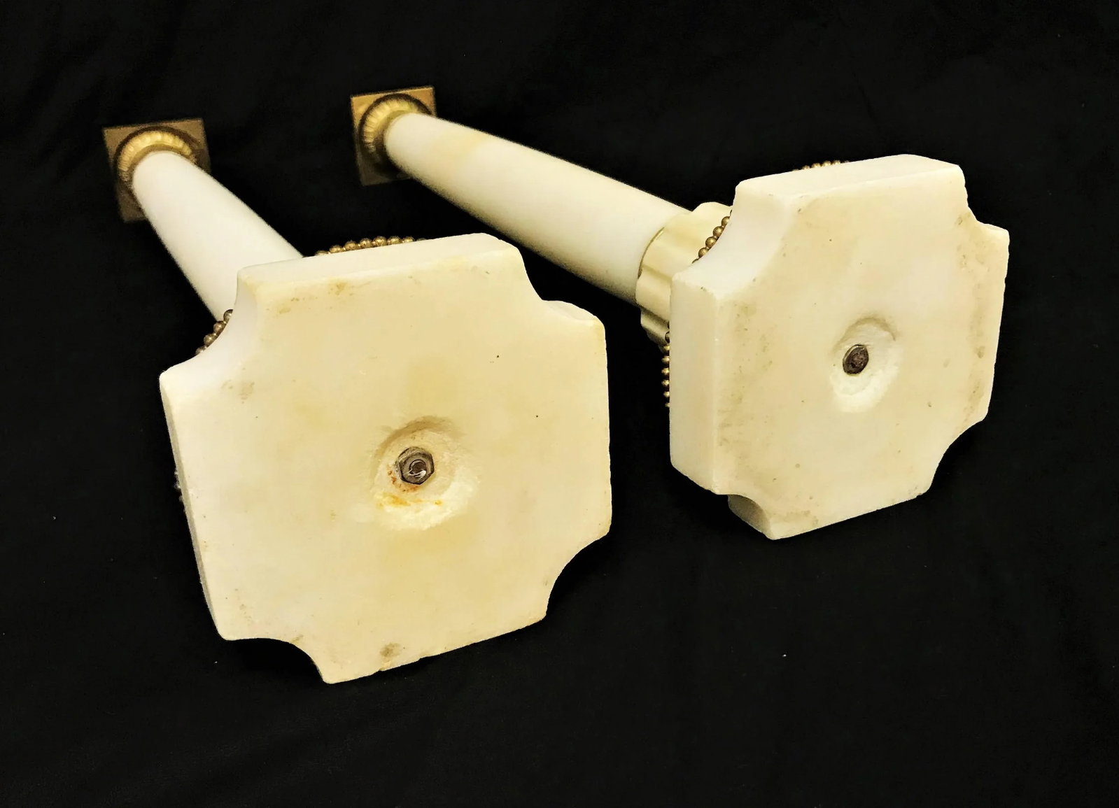 Vintage Italian Marble and Brass Column Candlesticks- a Pair - 8