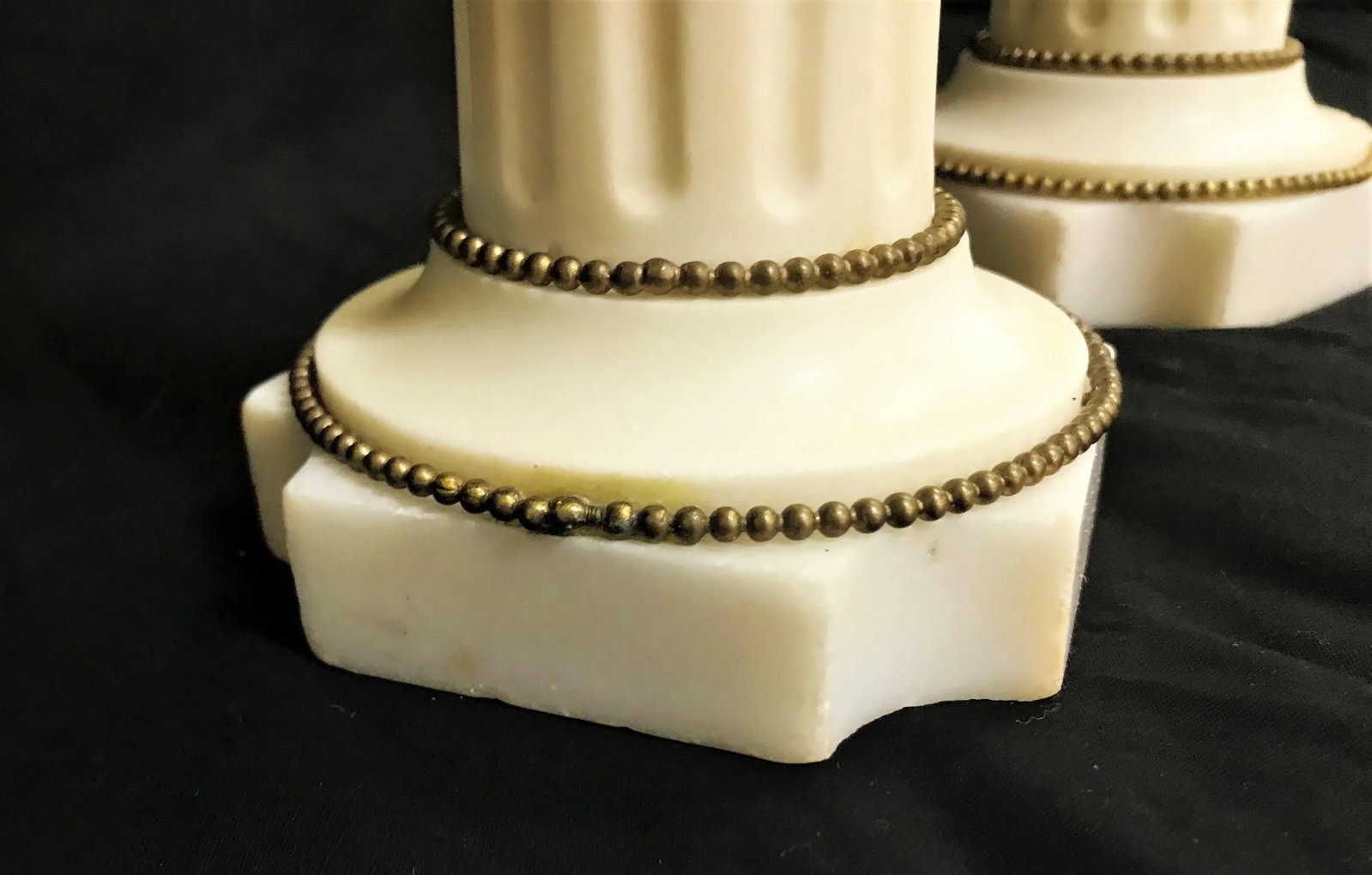 Vintage Italian Marble and Brass Column Candlesticks- a Pair - 9
