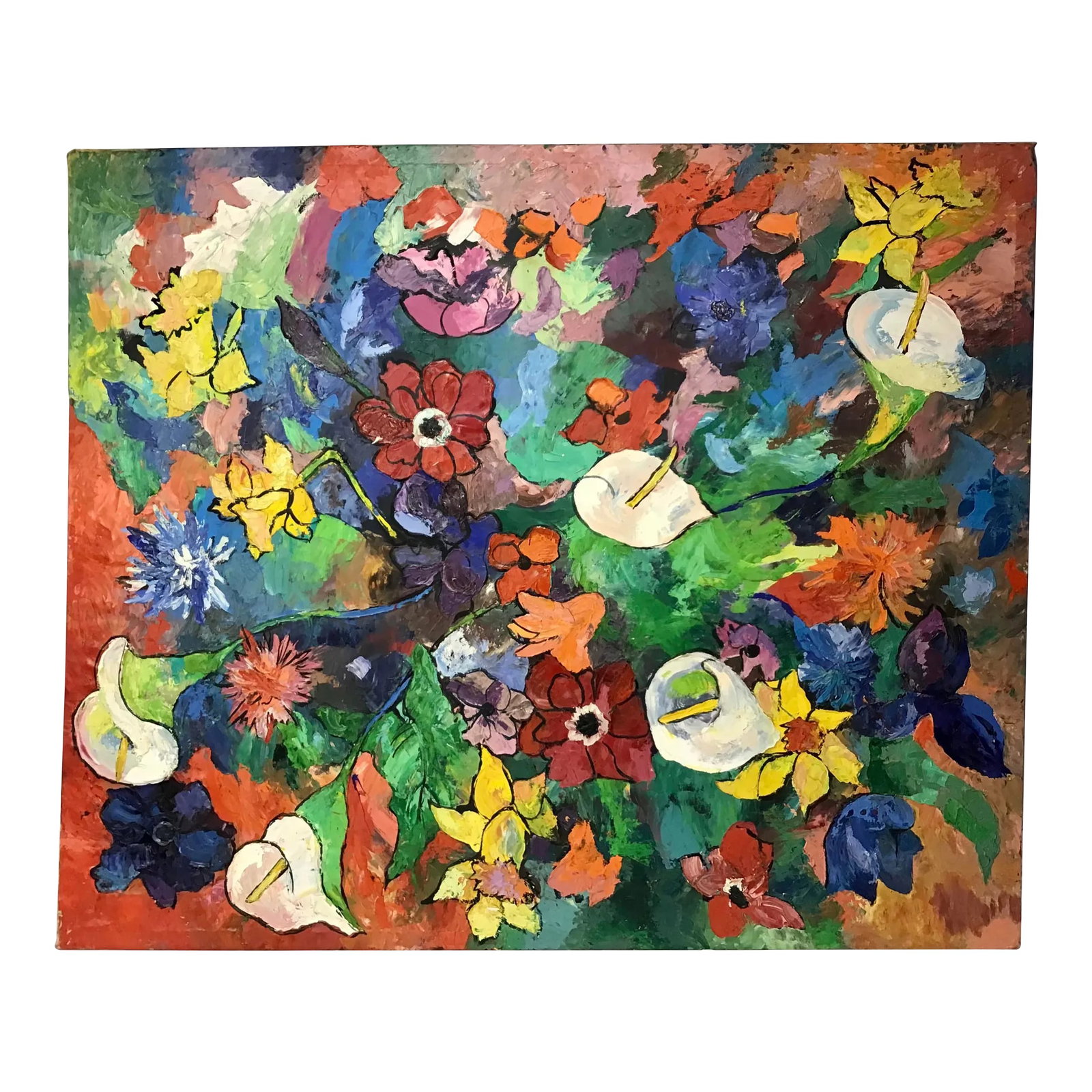 Large Vintage 1960s Mid Century Modern Abstract Painting (1 of 8)