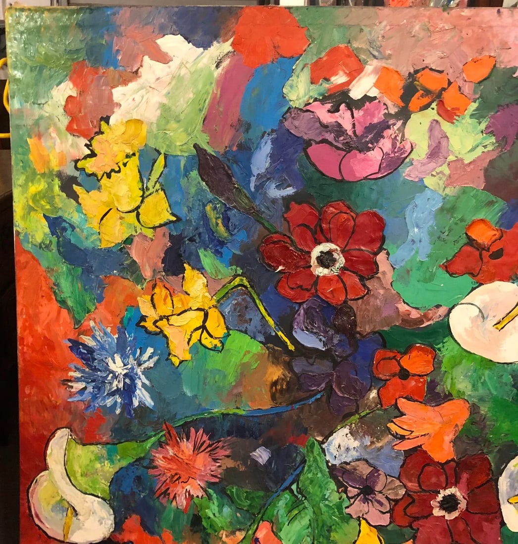 Large Vintage 1960s Mid Century Modern Abstract Painting - 3