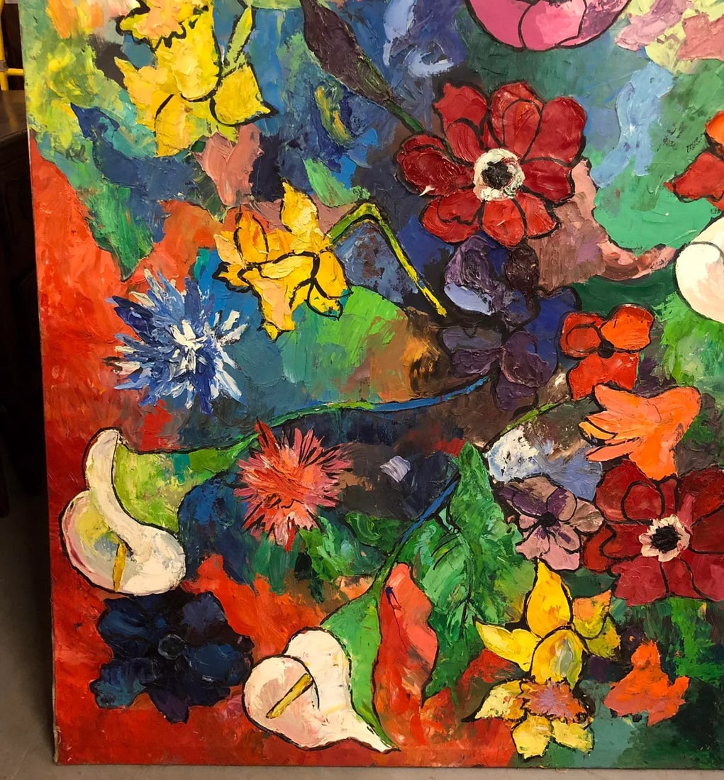 Large Vintage 1960s Mid Century Modern Abstract Painting - 4