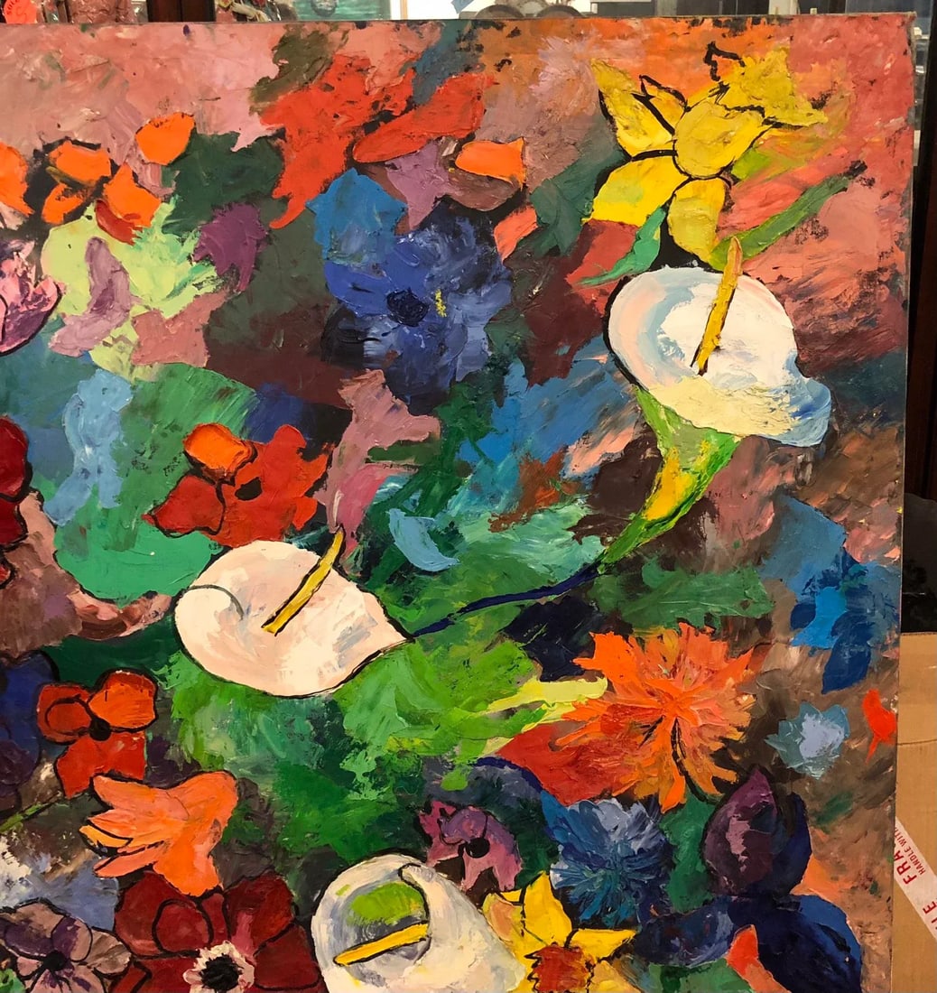 Large Vintage 1960s Mid Century Modern Abstract Painting - 5