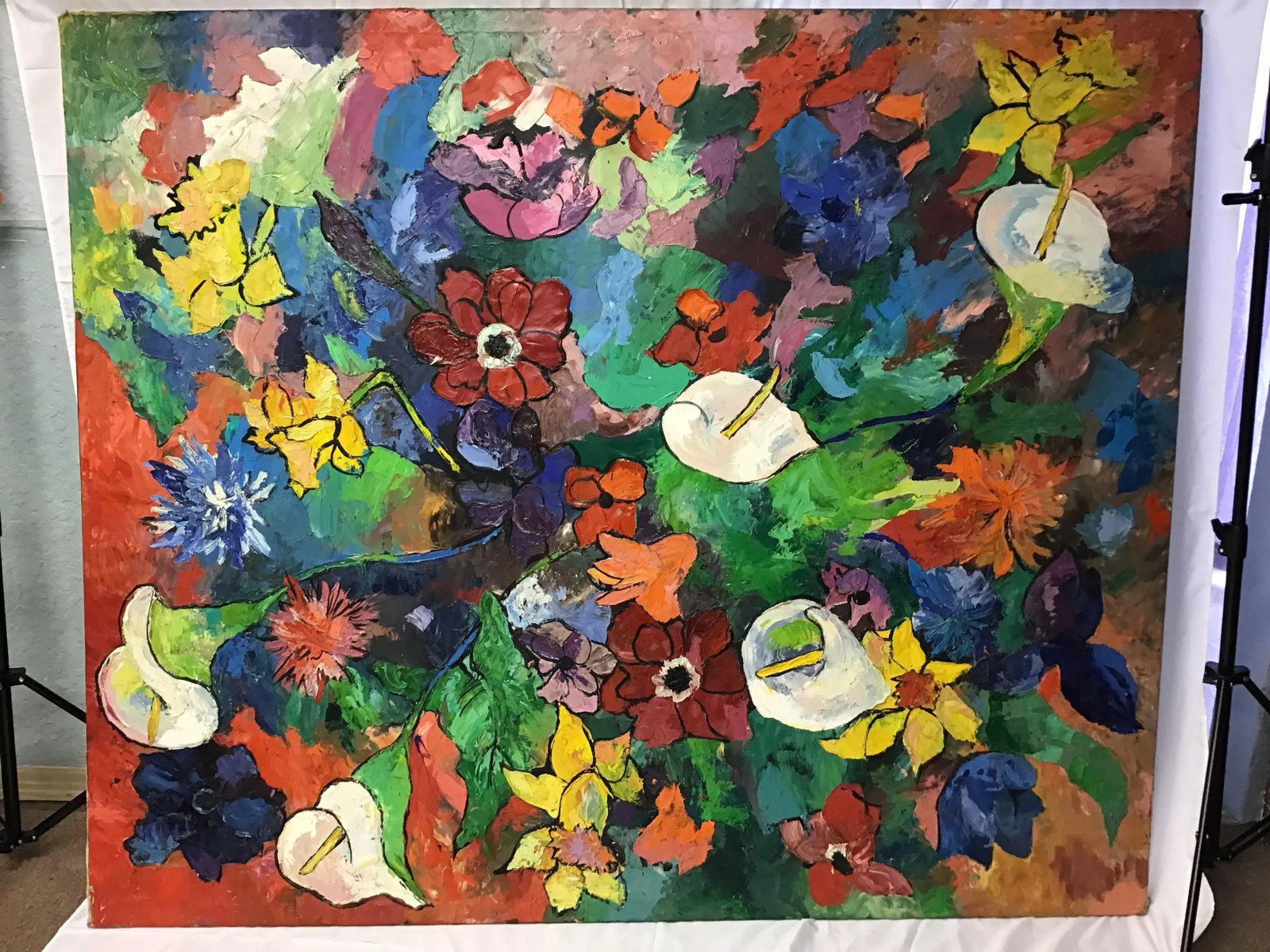 Large Vintage 1960s Mid Century Modern Abstract Painting - 7