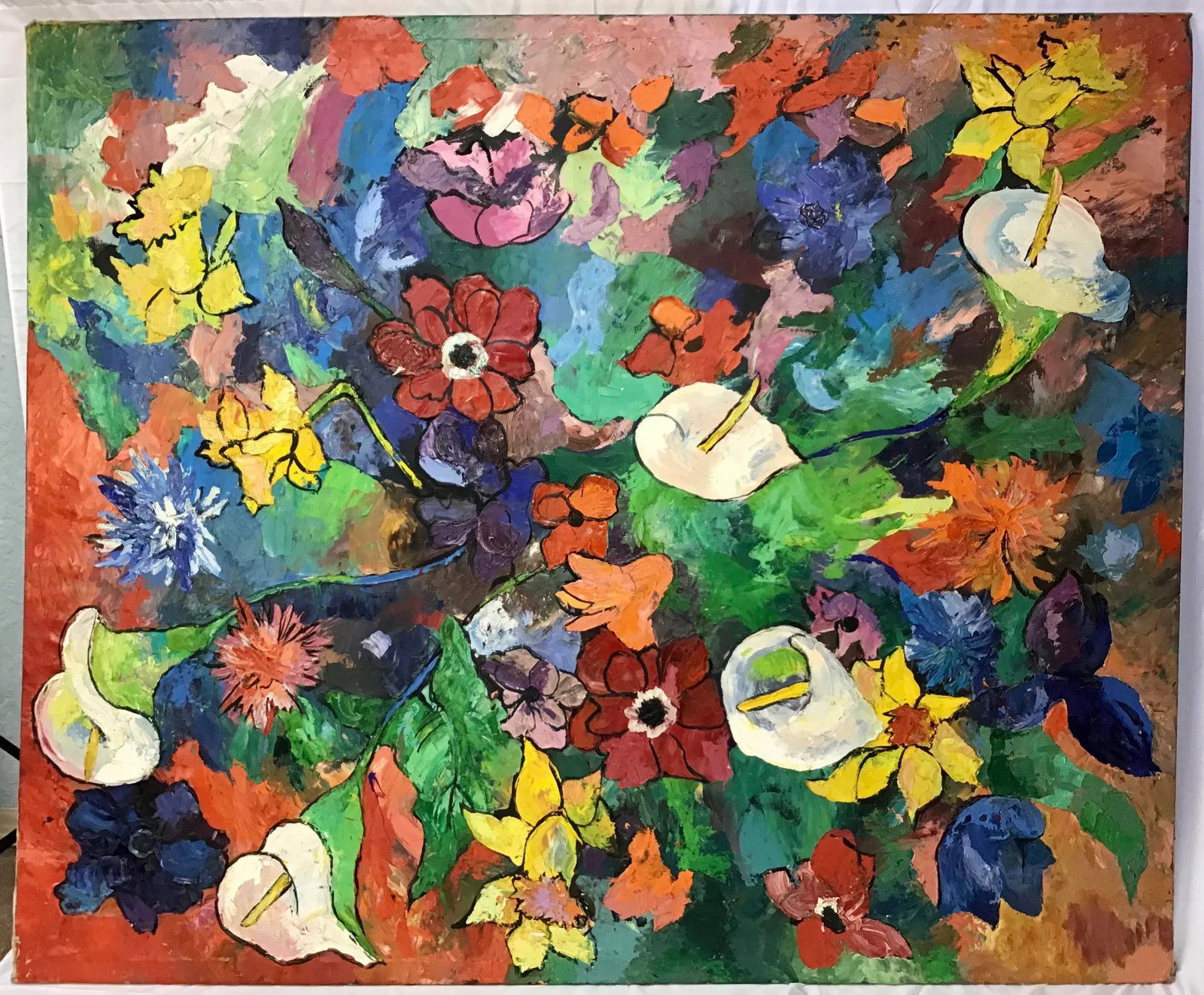 Large Vintage 1960s Mid Century Modern Abstract Painting - 8