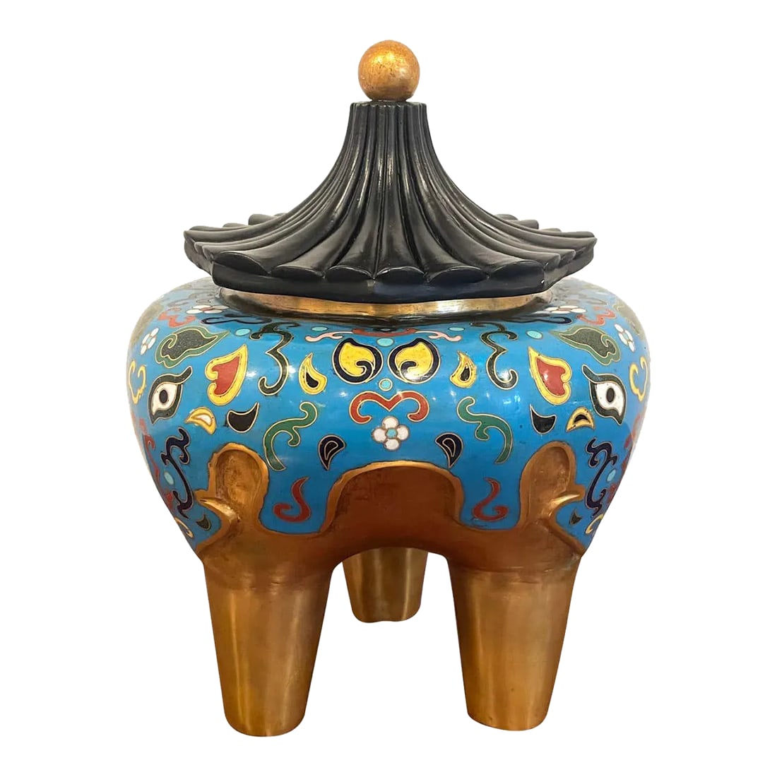 19th Century Chinese Archaic Style Cloisonné & Lacquer Elephant Motif Censor (1 of 13)