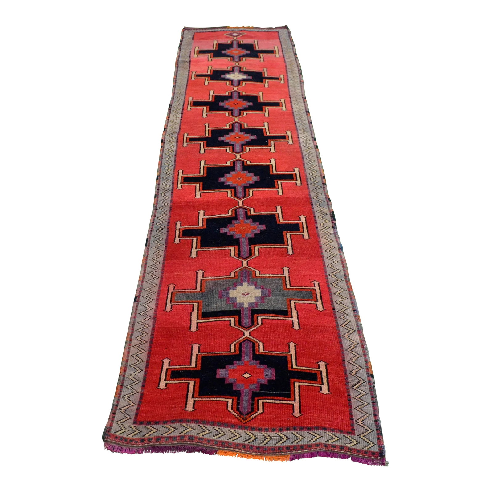 Hand-Knotted Turkish Rug Low Pile Tribal Runner Rug - 3' X 13' (1 of 12)