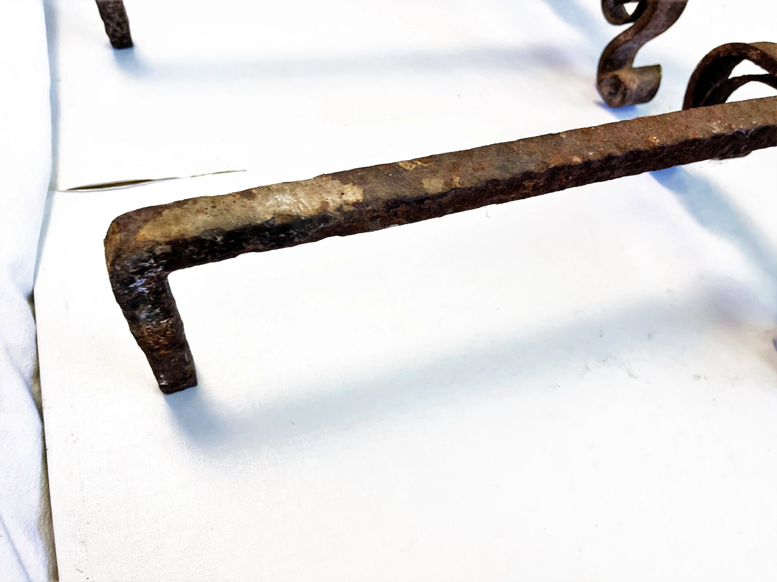 Early 1900's Mizner Hand Forged Wrought Iron Andirons- a Pair - 7