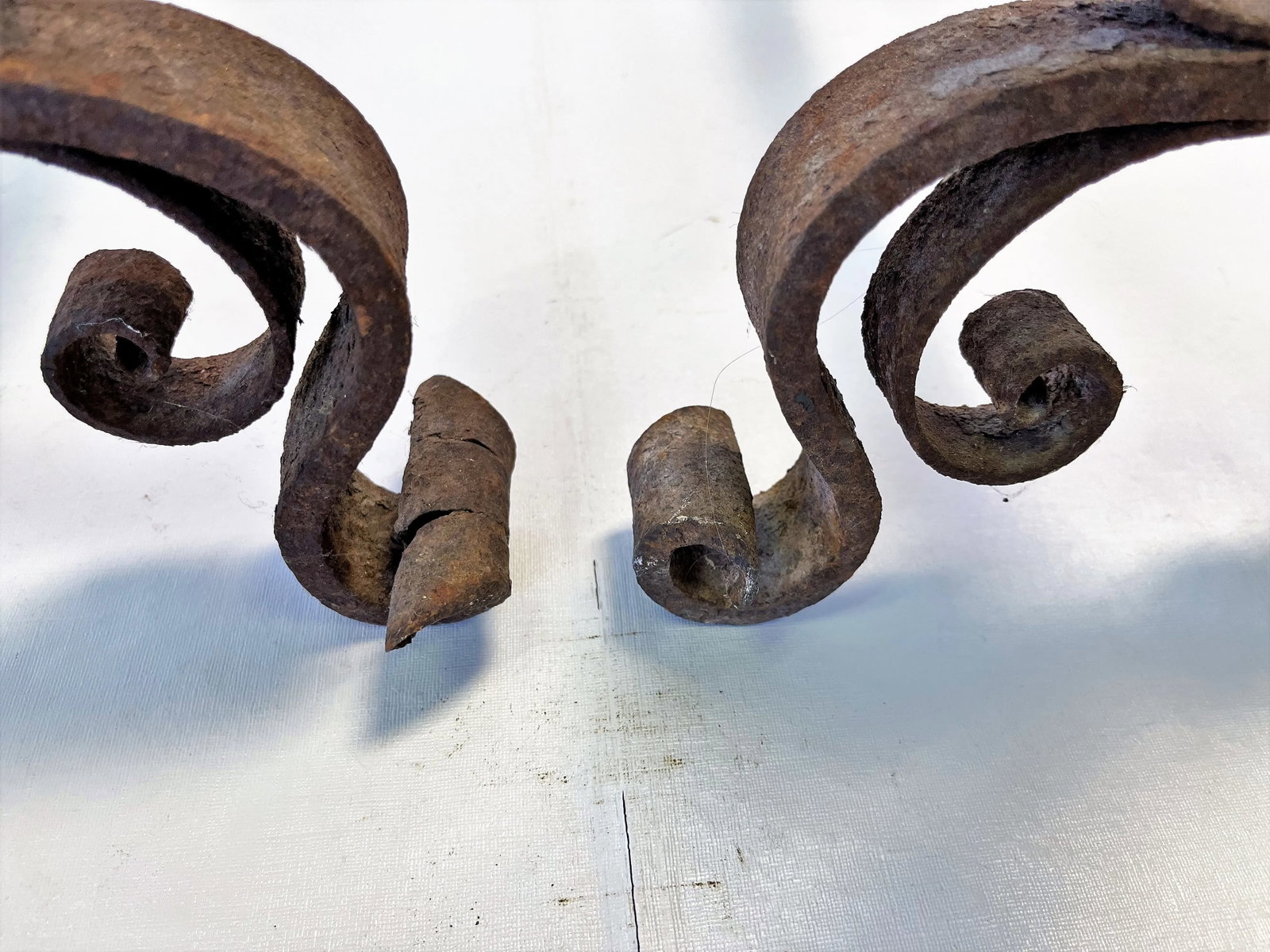 Early 1900's Mizner Hand Forged Wrought Iron Andirons- a Pair - 9