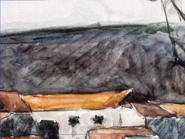 Mid 20th Century "Aquarelle" Expressionist Landscape Naturalistic Aquarelle Watercolor Painting on P - 7