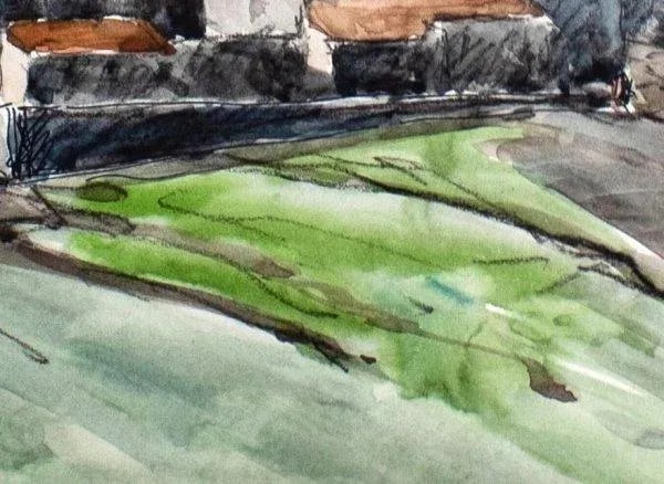 Mid 20th Century "Aquarelle" Expressionist Landscape Naturalistic Aquarelle Watercolor Painting on P - 9
