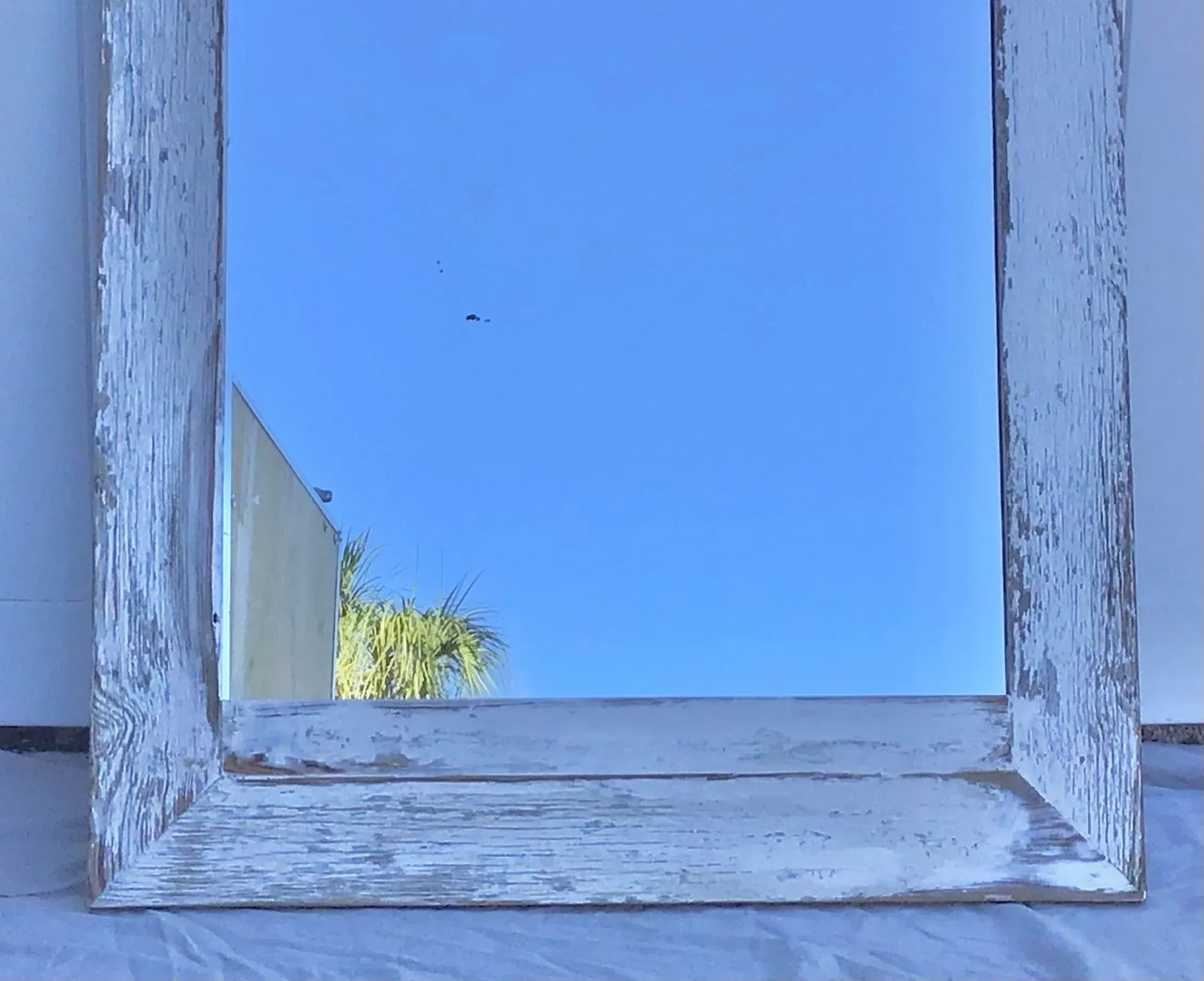 Vintage White Painted Cedar Mirror - 2