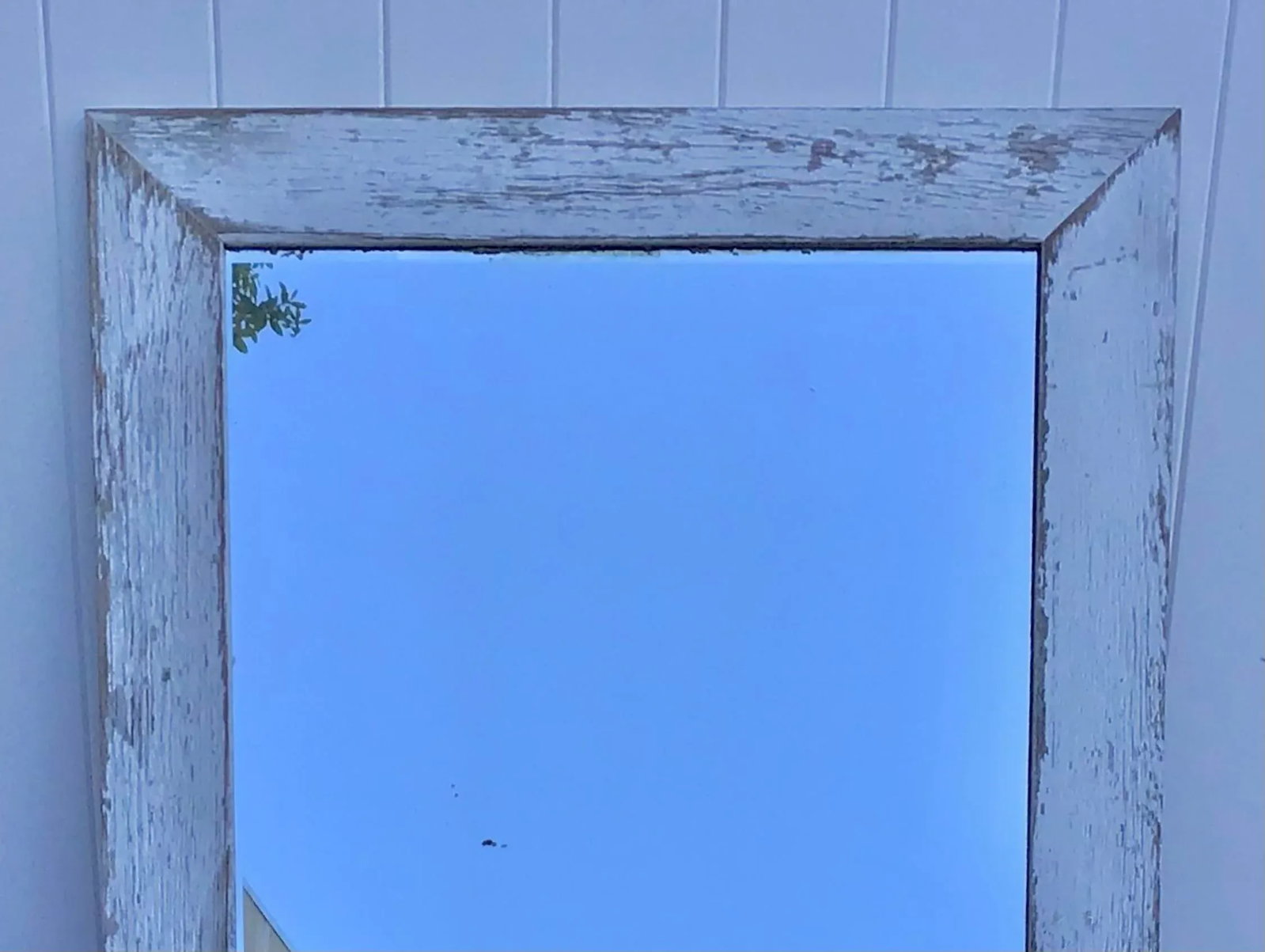 Vintage White Painted Cedar Mirror - 3