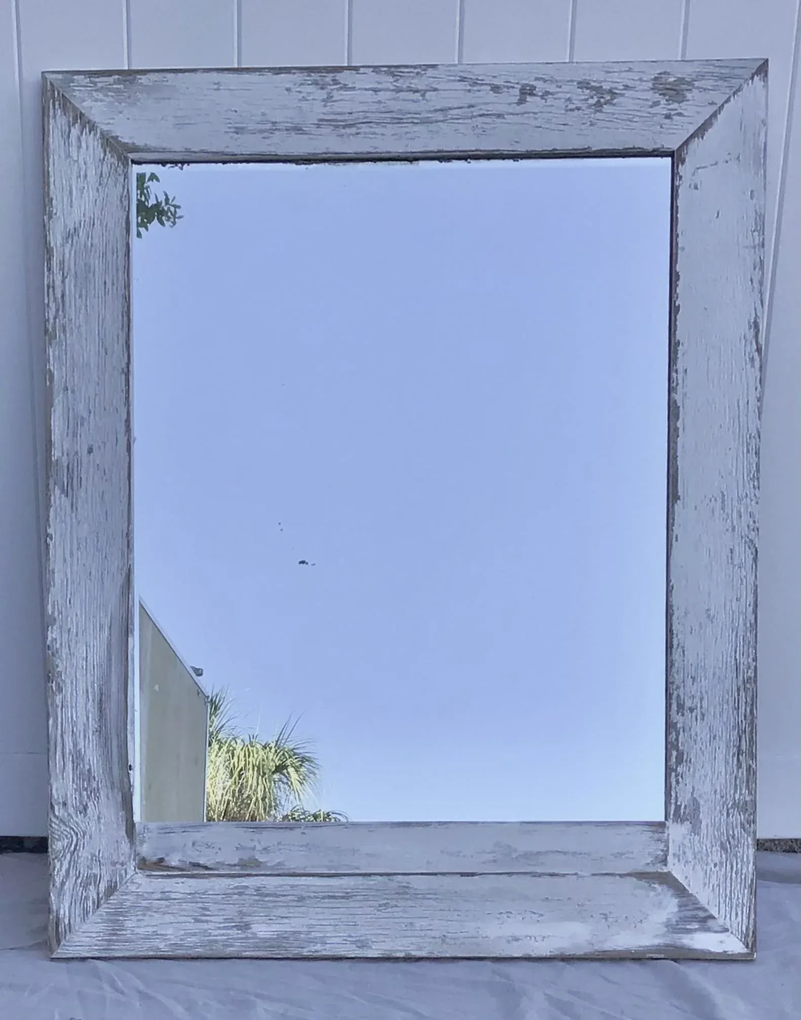 Vintage White Painted Cedar Mirror - 4
