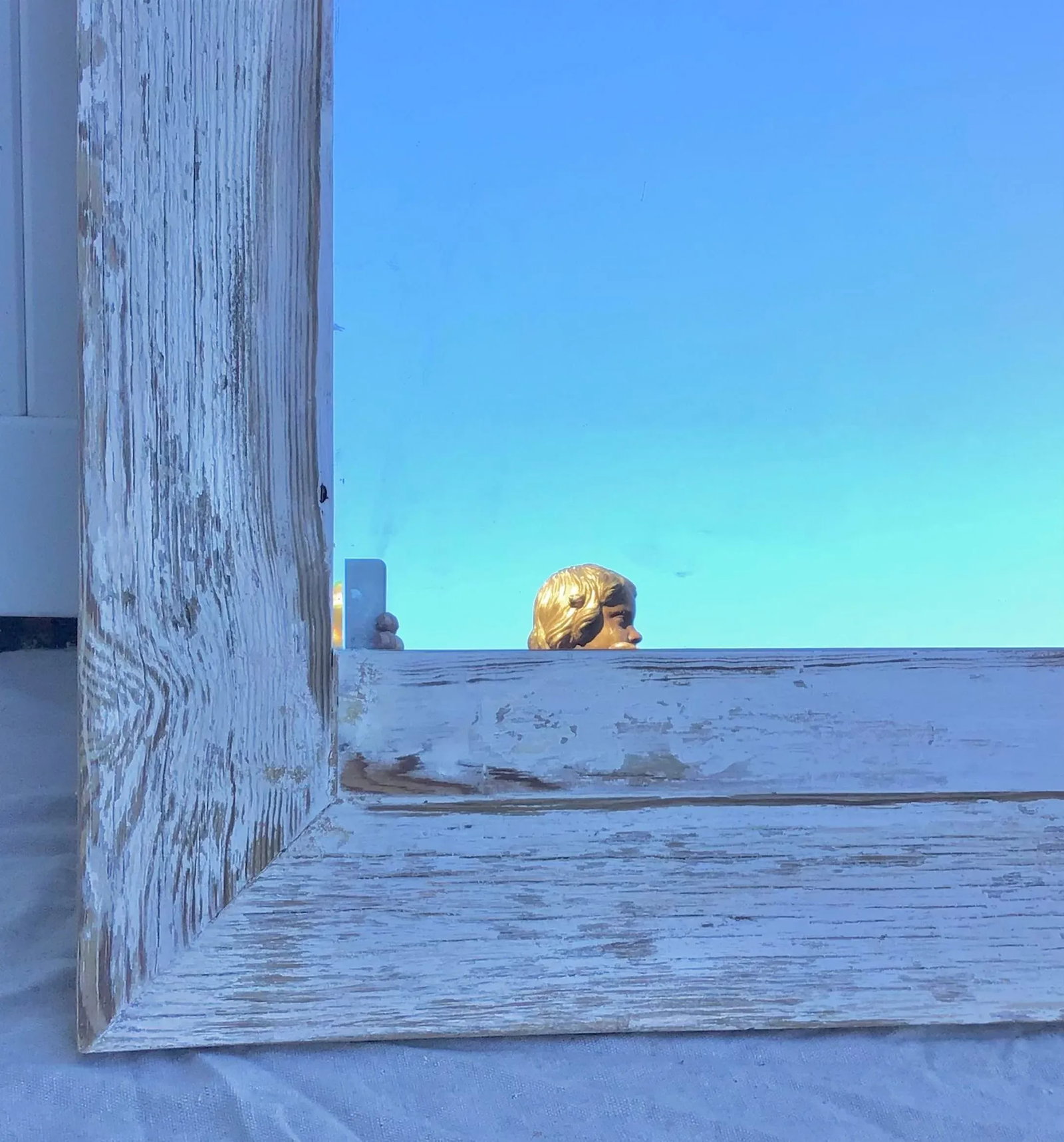 Vintage White Painted Cedar Mirror - 6
