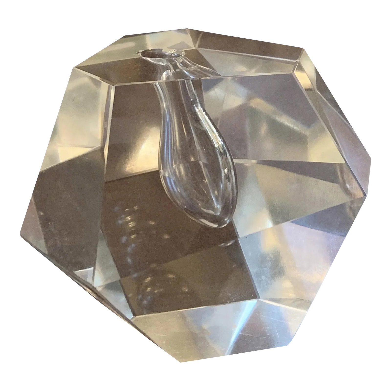 Mid 20th Century Timo Sarpaneva for littala Faceted Crystal "Orchid" Bud Vase: Petite, Mid-Century Modern, faceted crystal "Orchid" bud vase by Timo Sarpaneva for littala, Finland. Condition: Alterations: Original Condition Unaltered Imperfections: Some Imperfections Condition N