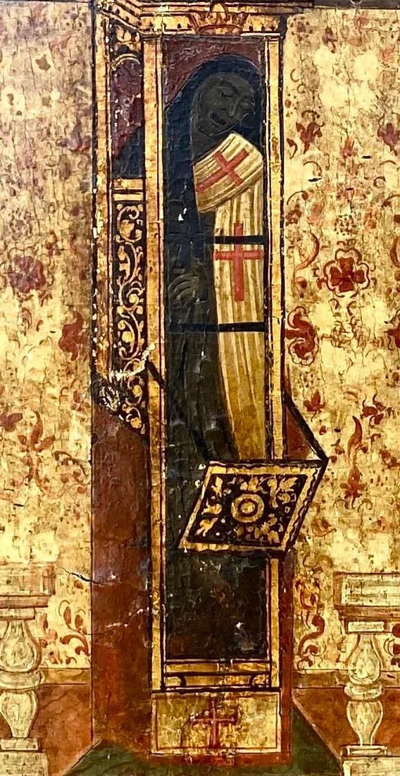 19th Century Hand Painted Religious Icon Painted on Wood Panel - 3