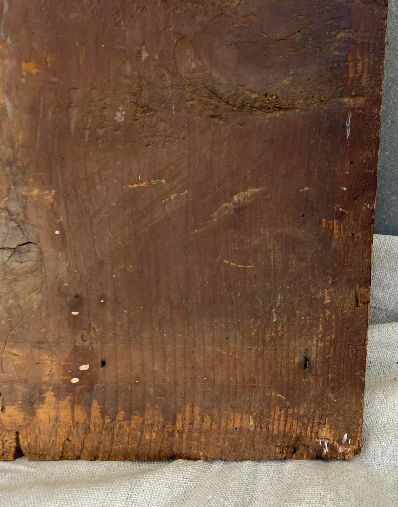 19th Century Hand Painted Religious Icon Painted on Wood Panel - 6