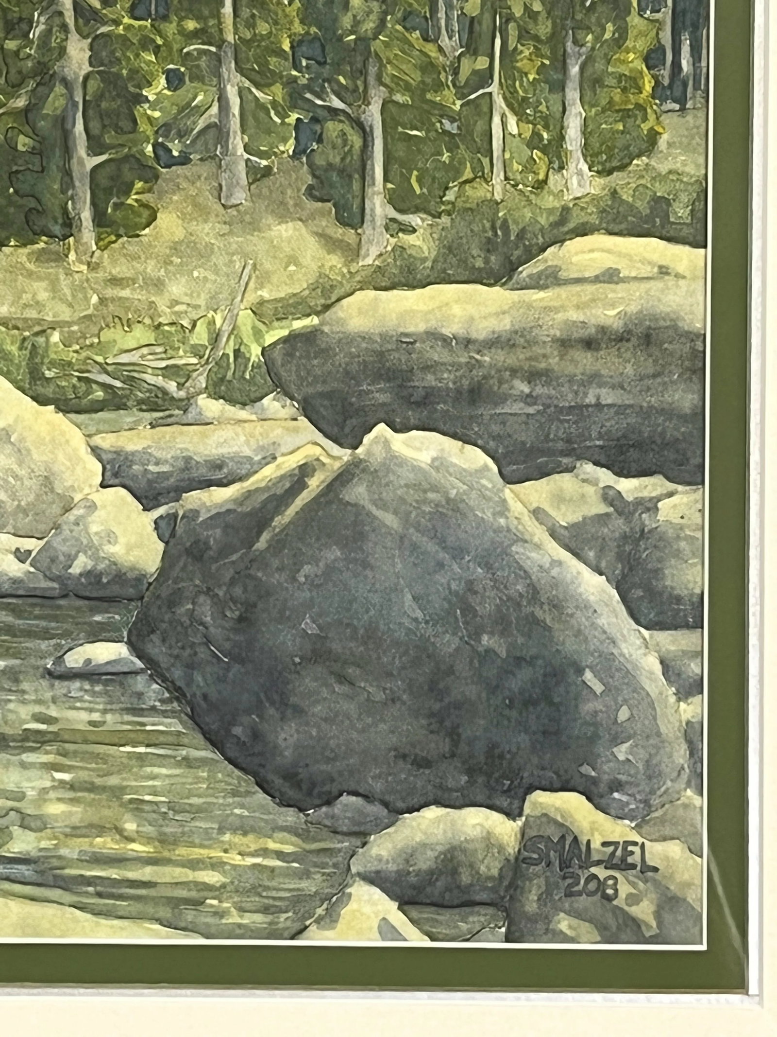 Original Stephen Smalzel Framed Watercolor Painting 'Rocky Mountain Landscape' - 3