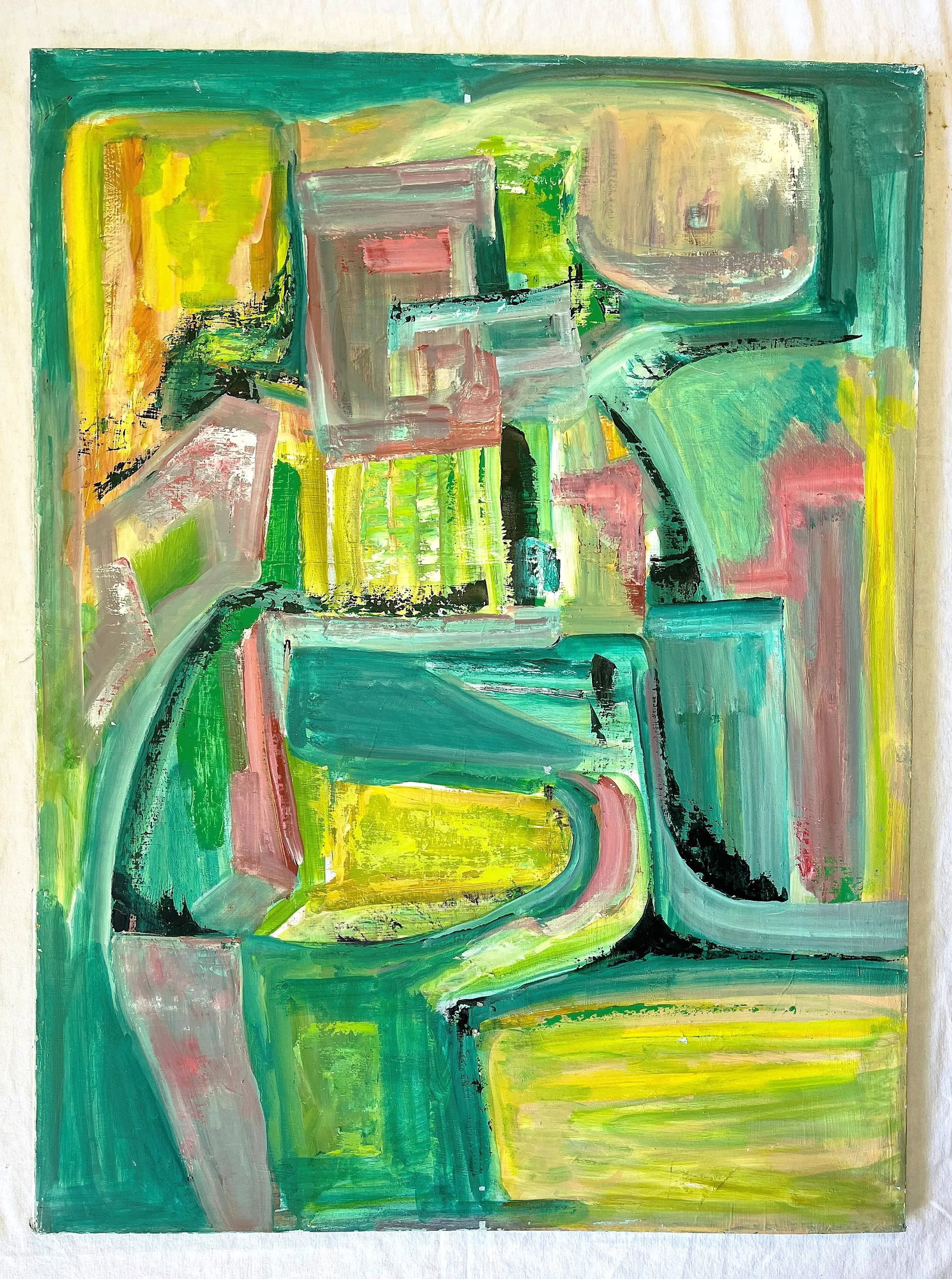 Original Cubist Painting on Canvas by L. Morrison "Geometric Dance" - 12